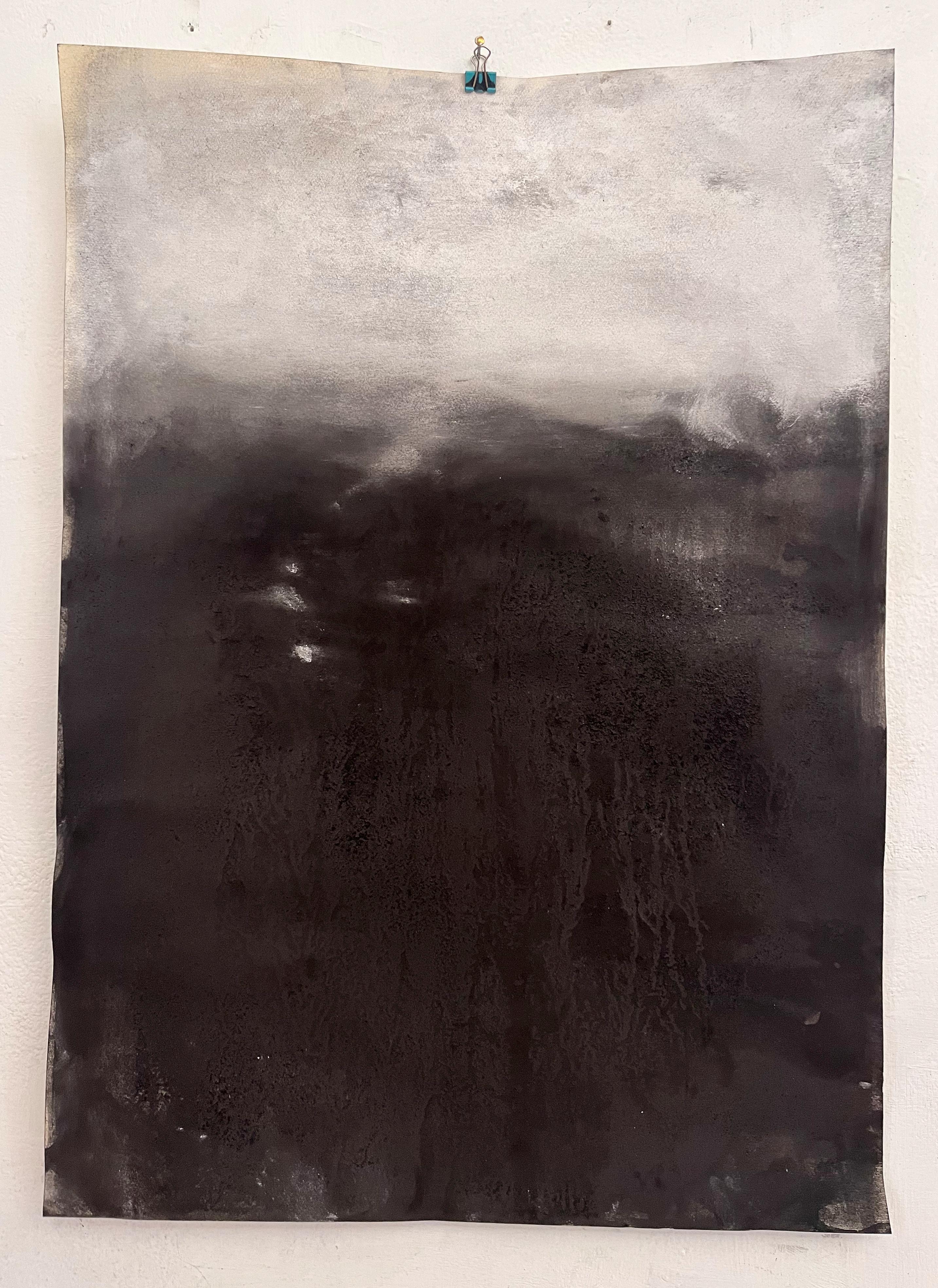 Paisaje en blanco y negro Dibujo original de gran tamaño  Arte único en venta 4