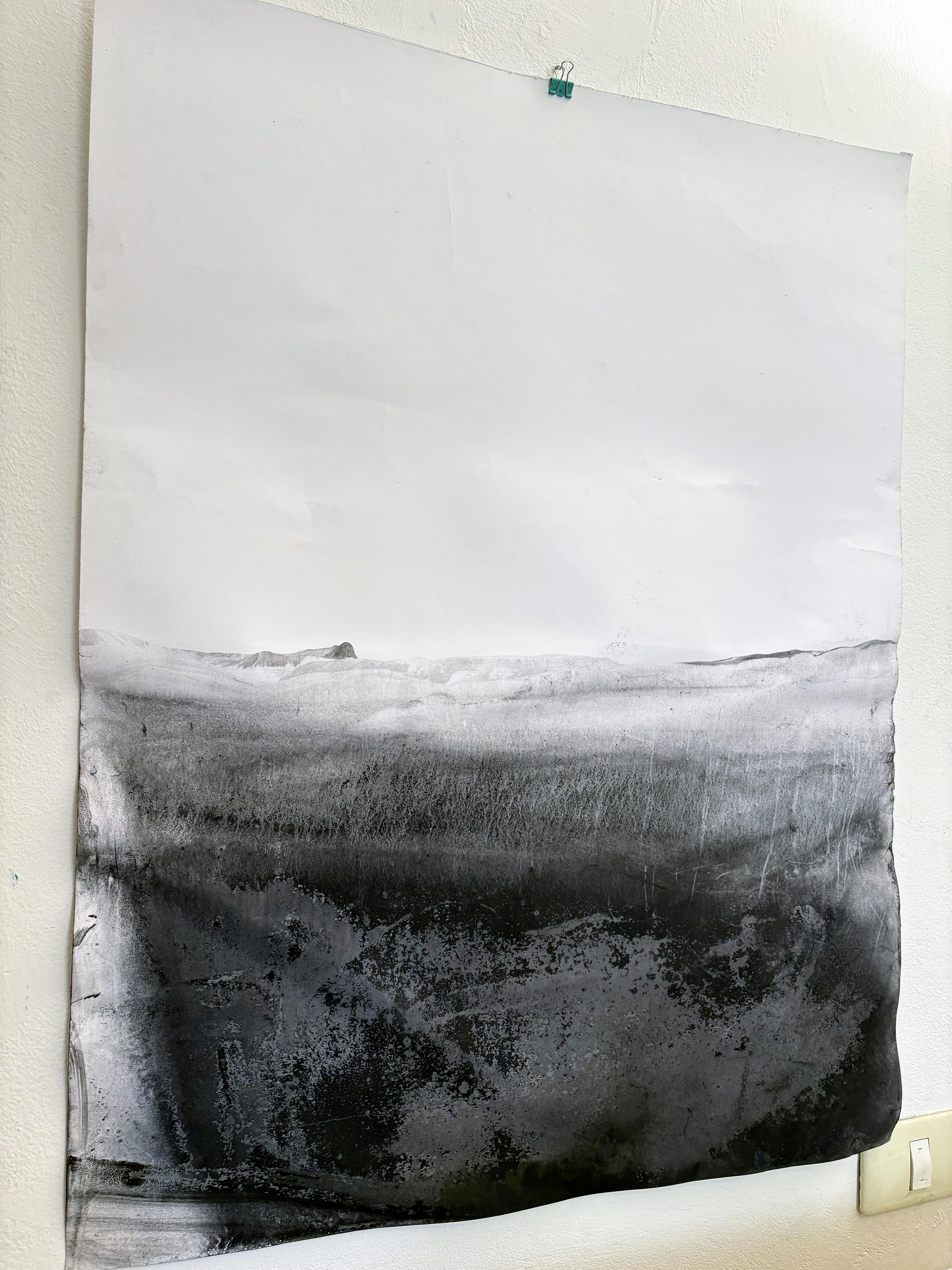 « Paysage BW », dessin original, art abstrait fabriqué en Italie - Marilina Marchica en vente 1