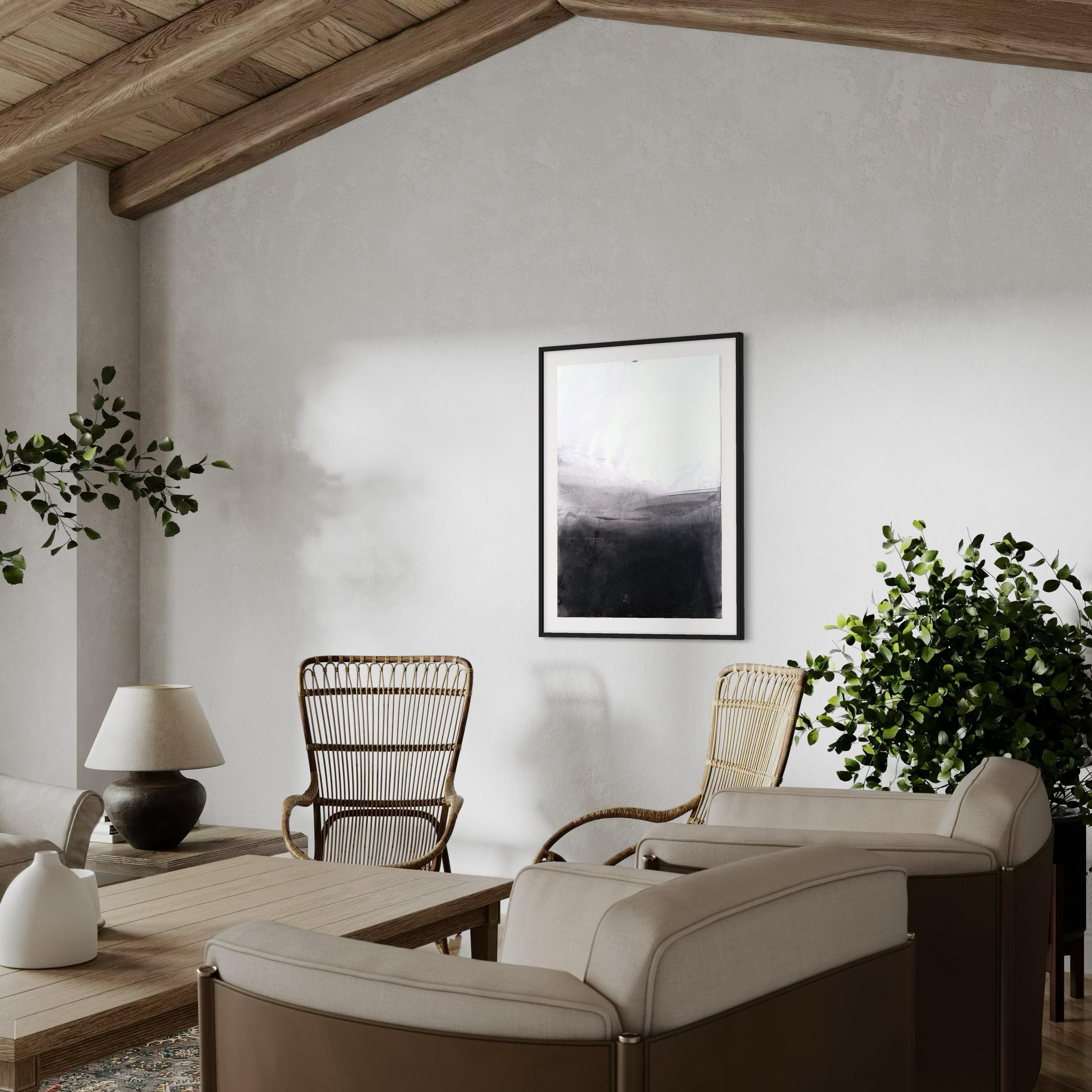 « Paysage BW », dessin original, art abstrait fabriqué en Italie - Marilina Marchica en vente 3