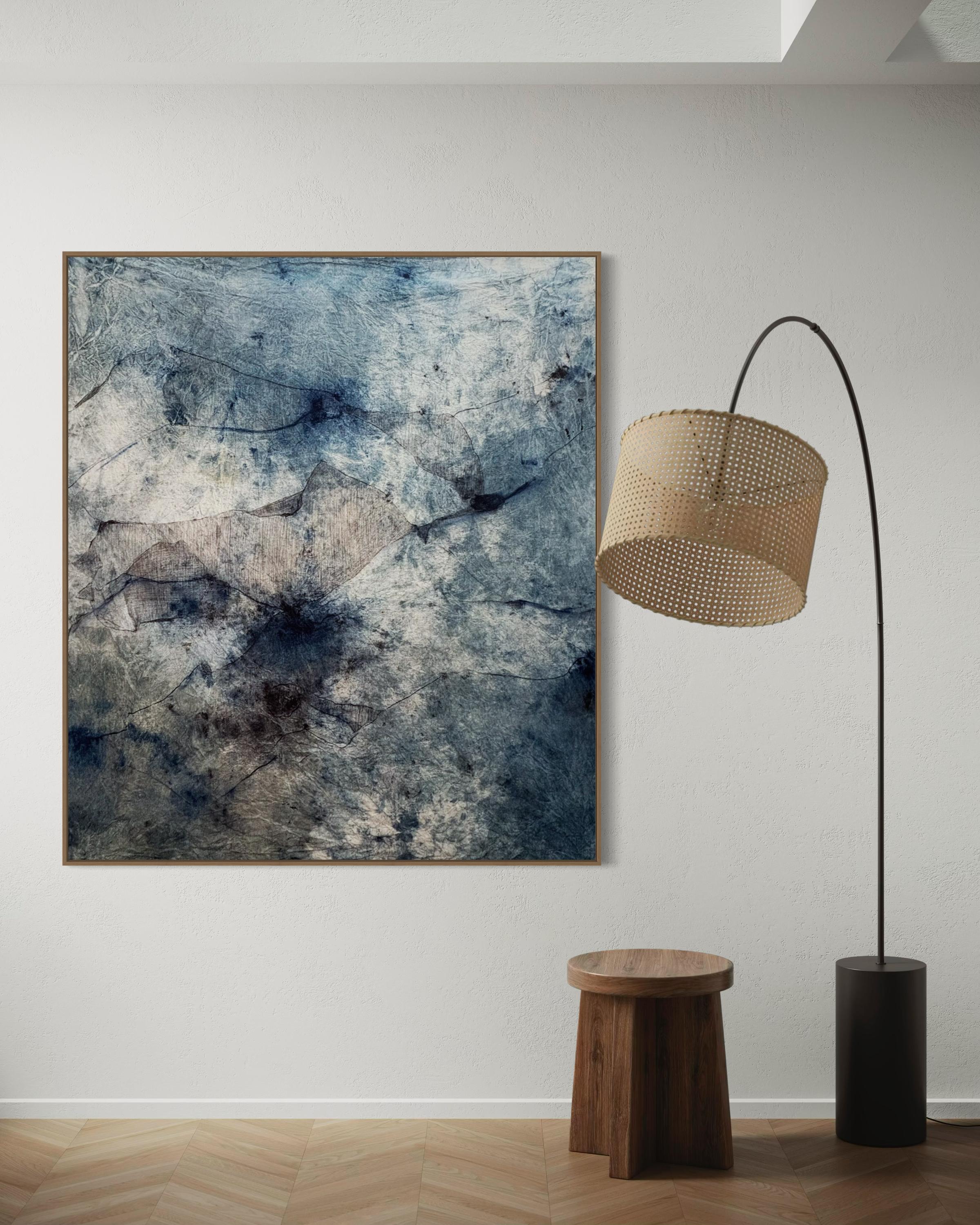 Paysage, grande œuvre d'art, peinture OIL sur toile de coton fabriquée en Italie en vente 5