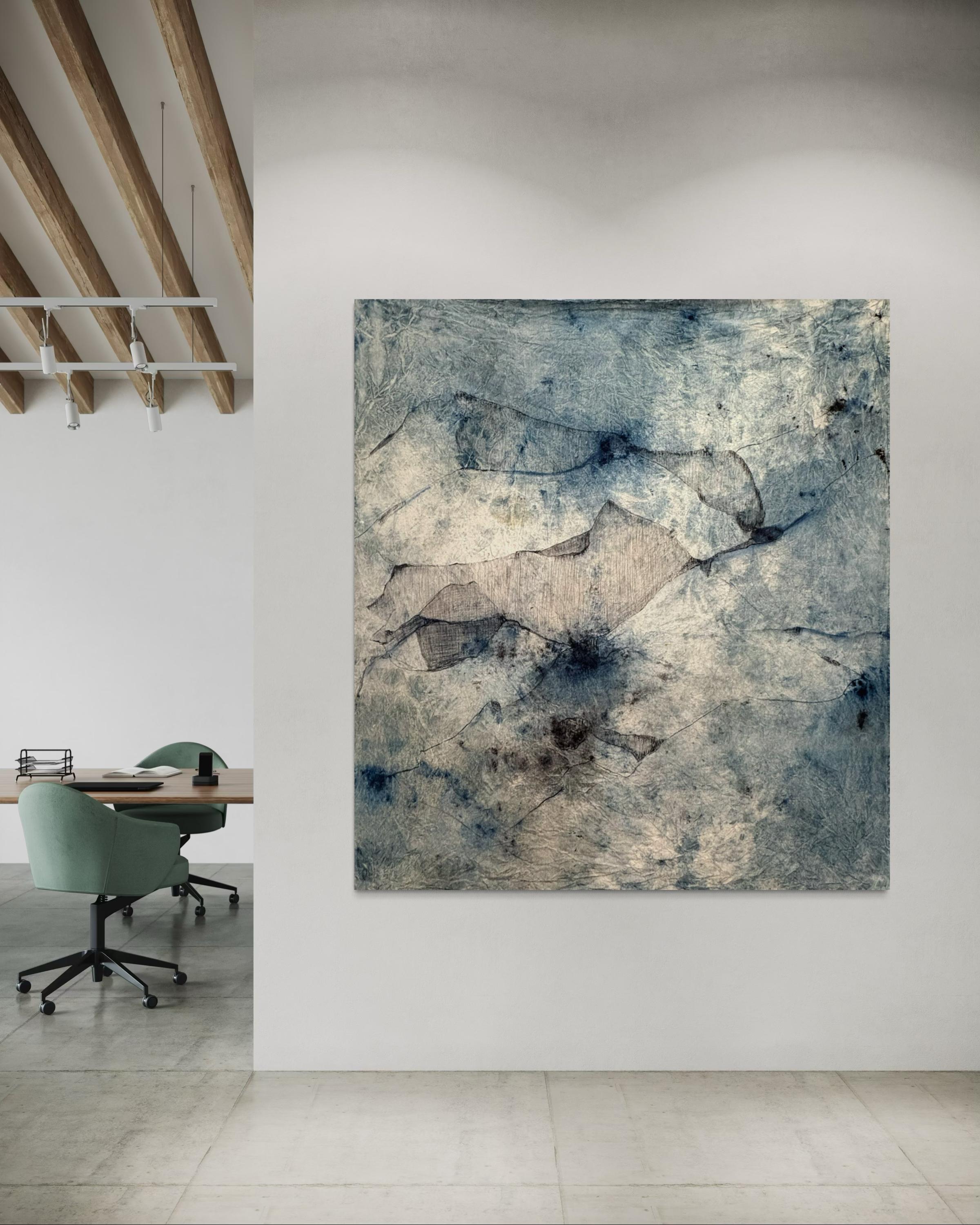 Paysage, grande œuvre d'art, peinture OIL sur toile de coton fabriquée en Italie en vente 2