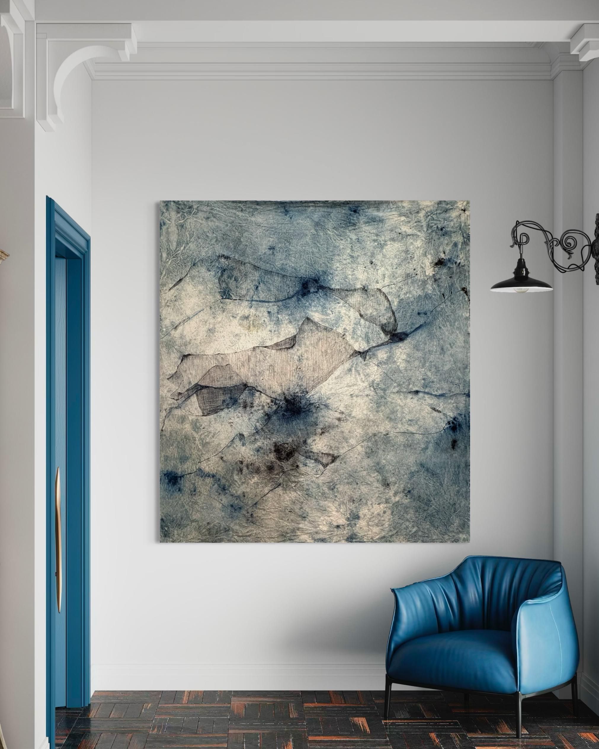 Paysage, grande œuvre d'art, peinture OIL sur toile de coton fabriquée en Italie en vente 3