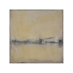 Landscape, Original Abstract Mixed Media Painting on Canvas, Beige Minimalist