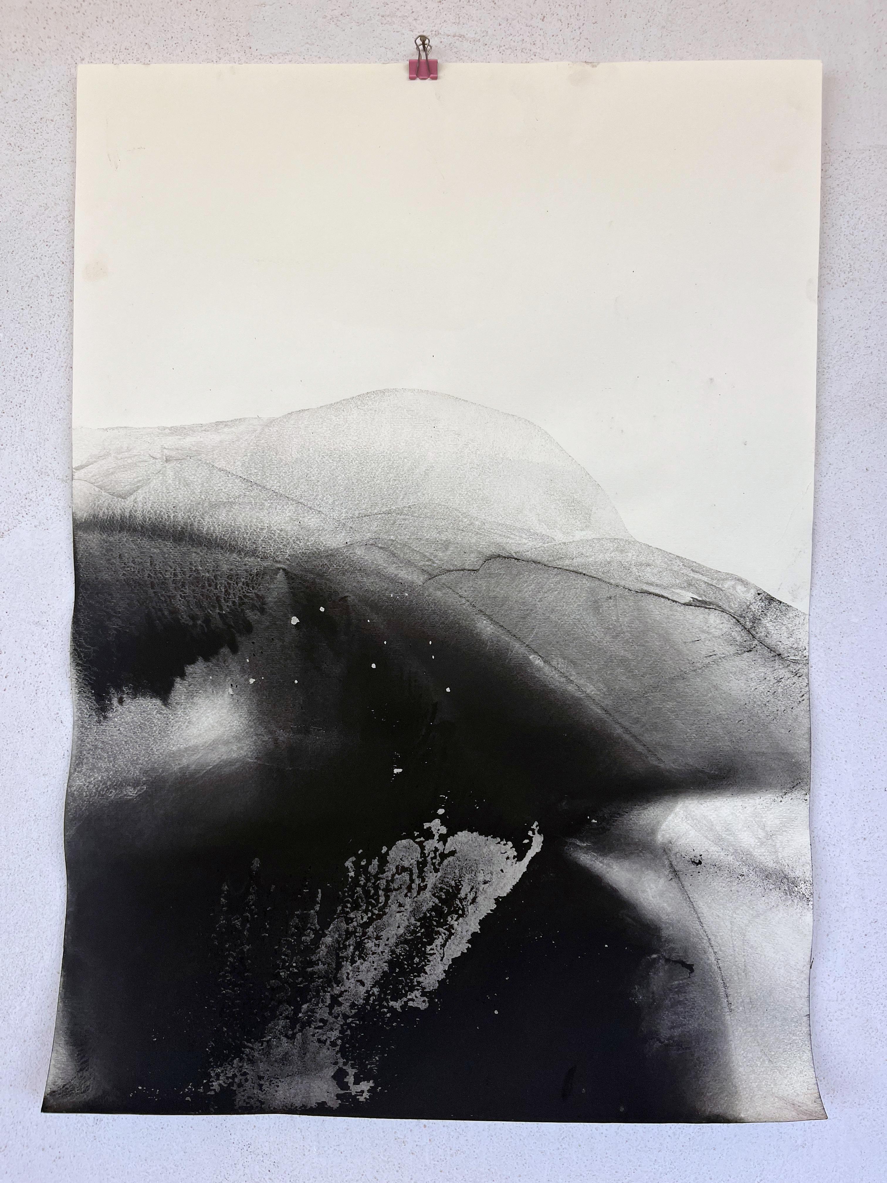 Landscape, Original Black Drawing  on Paper , Made in Italy By Marilina Marchica For Sale 1