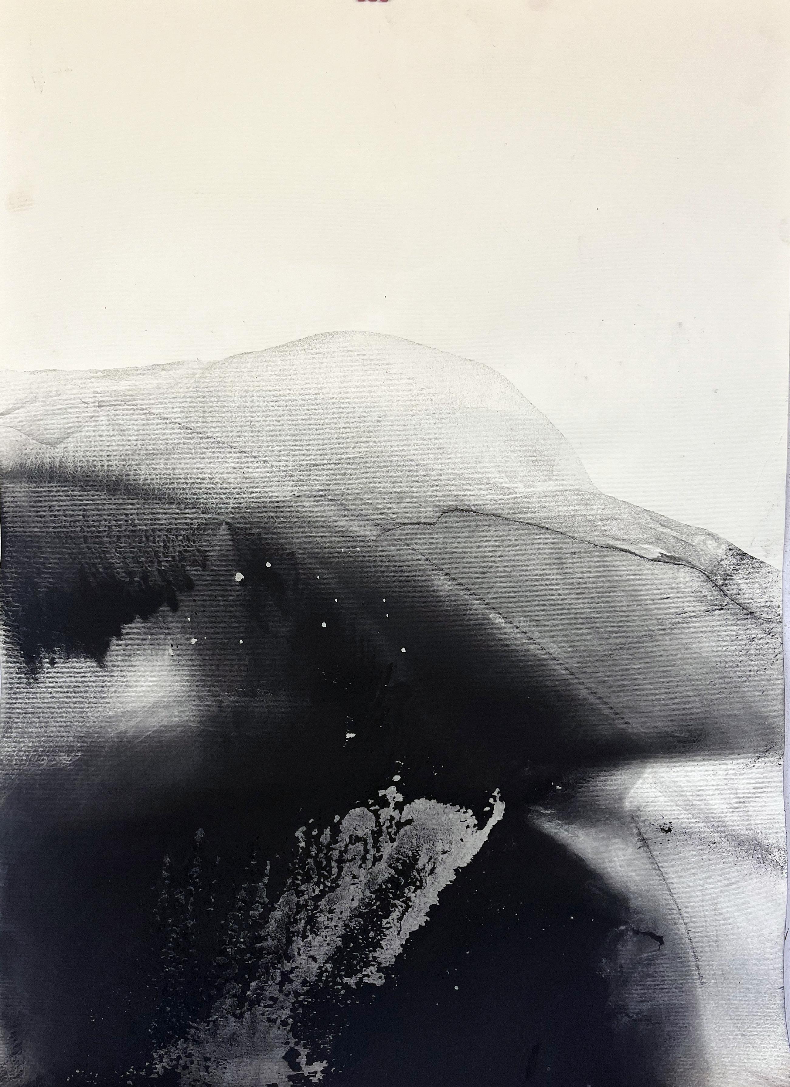 Landschaft, Original-Schwarz-Zeichnung  Auf Papier , hergestellt in Italien von Marilina Marchica