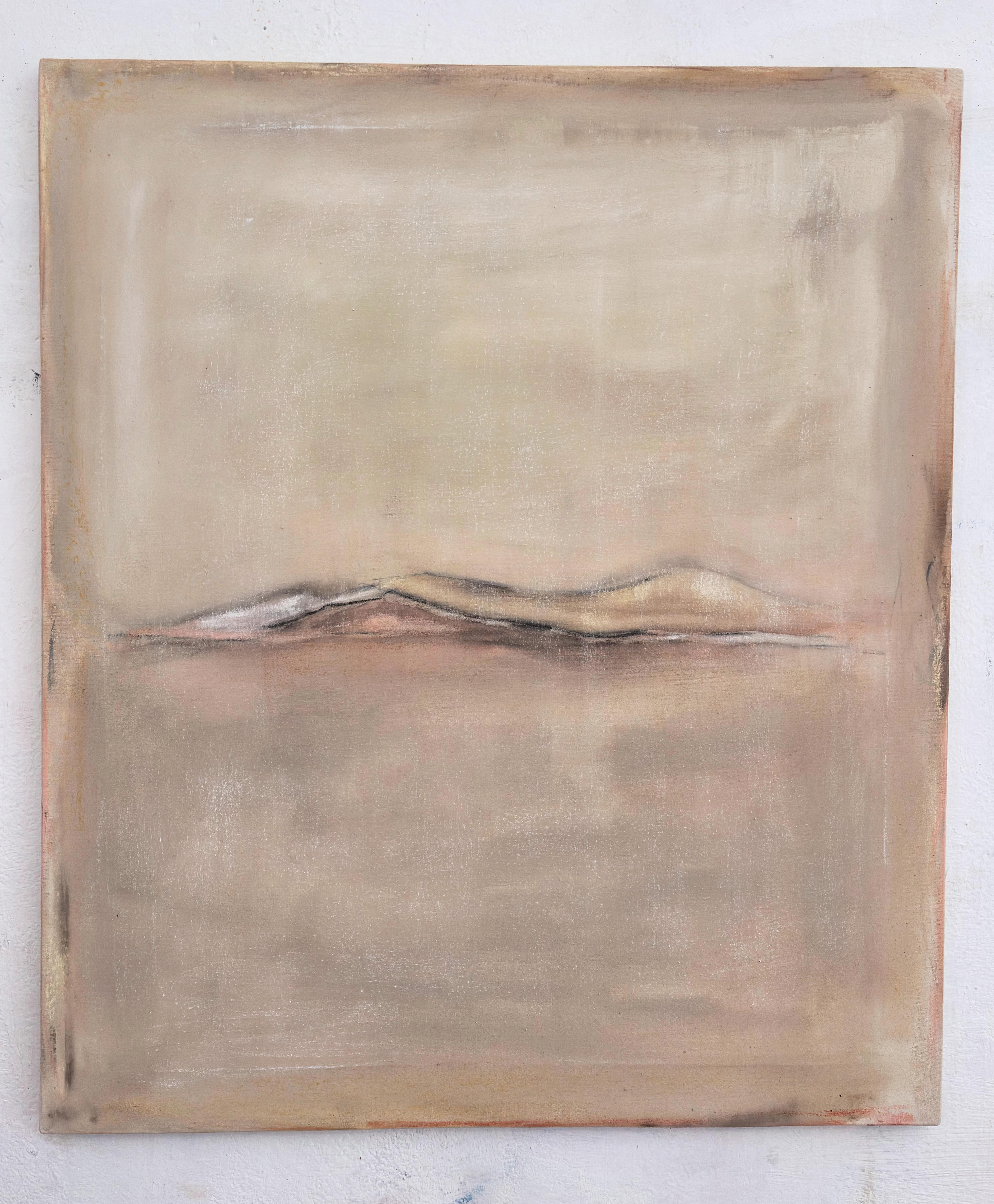 Paisaje, Óleo original sobre lienzo de algodón , Único en su género , Made in Italy - Landscape Painting Beige de Marilina Marchica