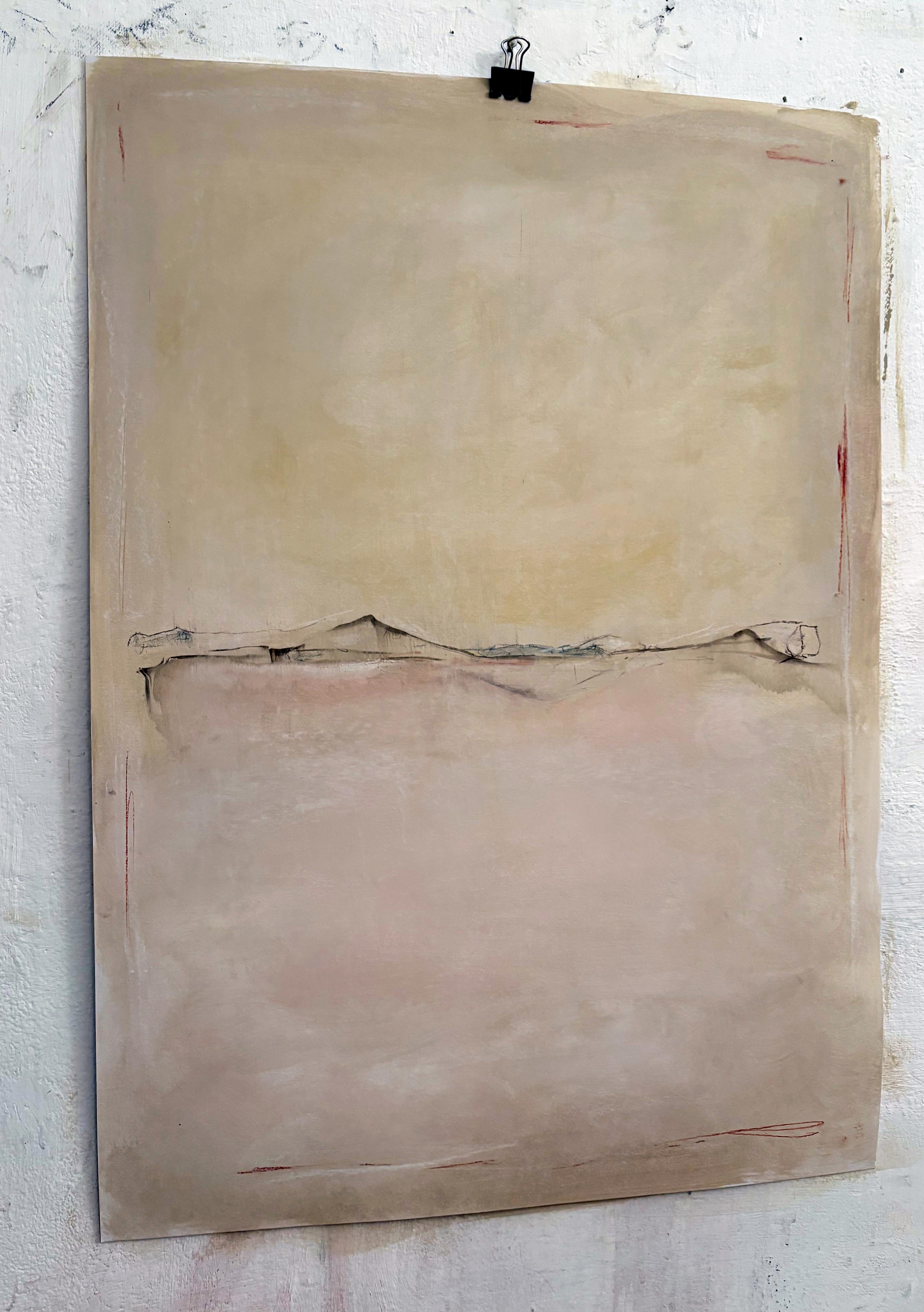 Paisaje, Óleo original sobre papel , Único en su género Gran formato, Made in Italy en venta 5