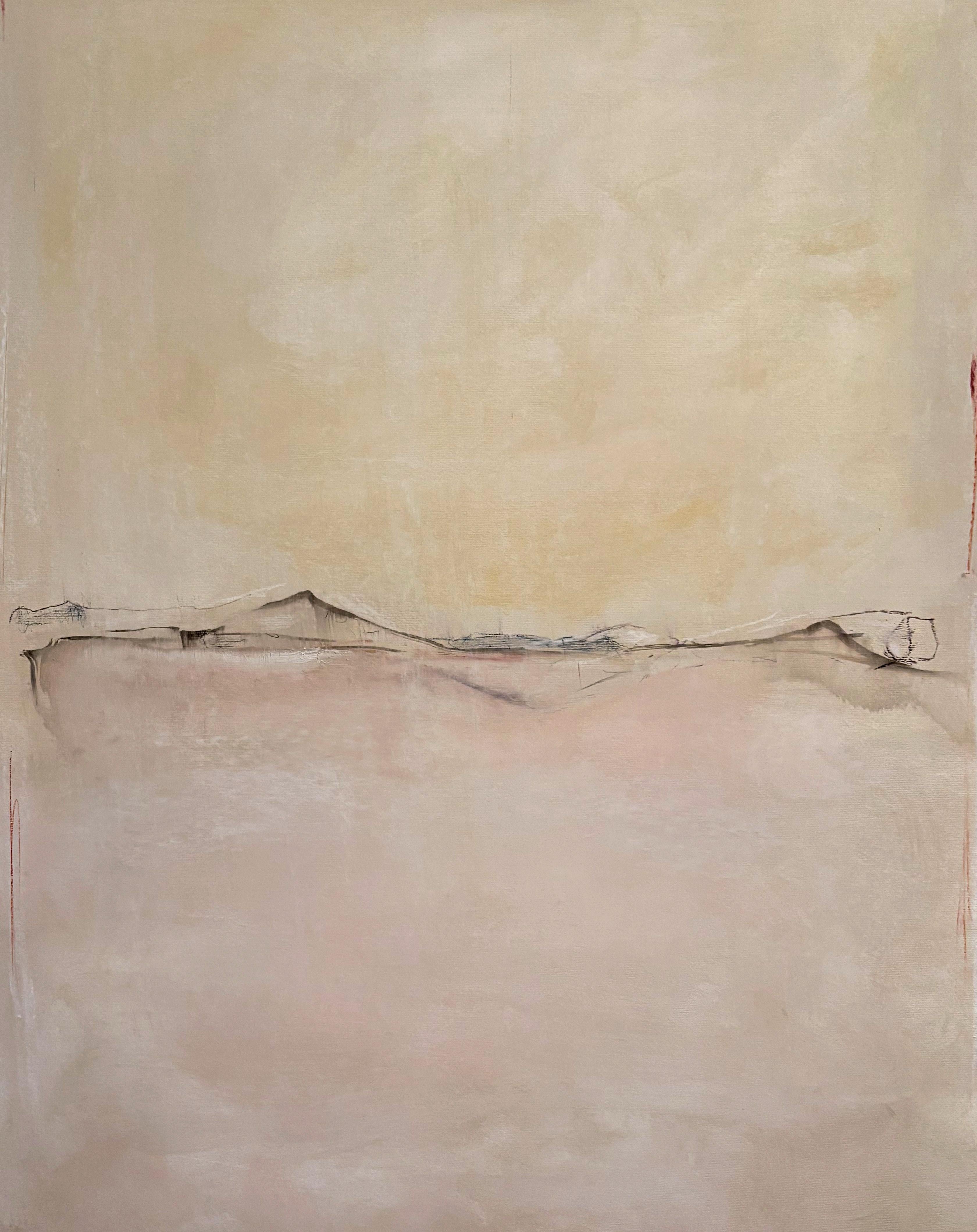 Paisaje, Óleo original sobre papel , Único en su género Gran formato, Made in Italy - Painting de Marilina Marchica