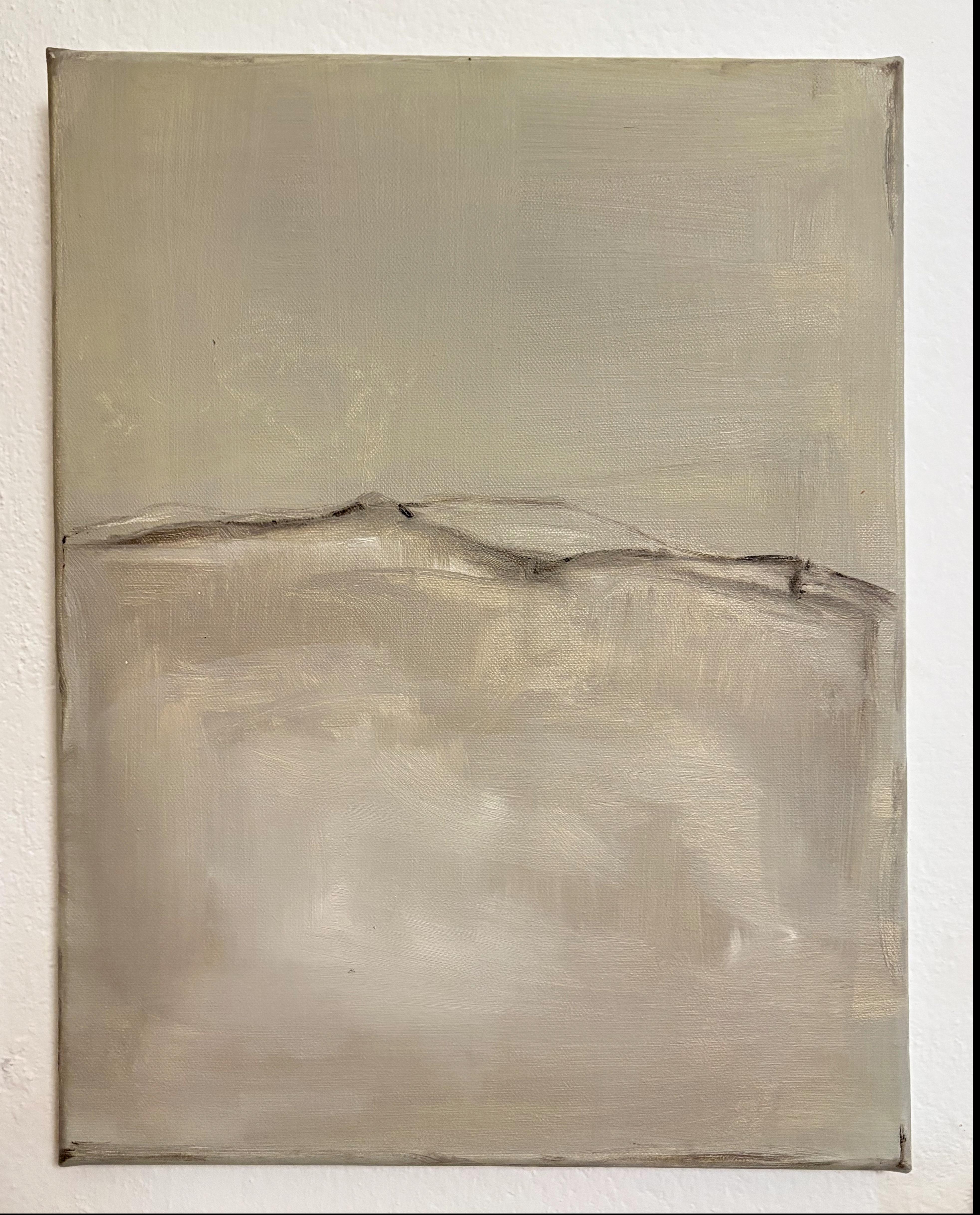 Landscape - Original Oil Painting on Canvas, Unique Artwork Contemporary art - Marron Landscape Painting par Marilina Marchica