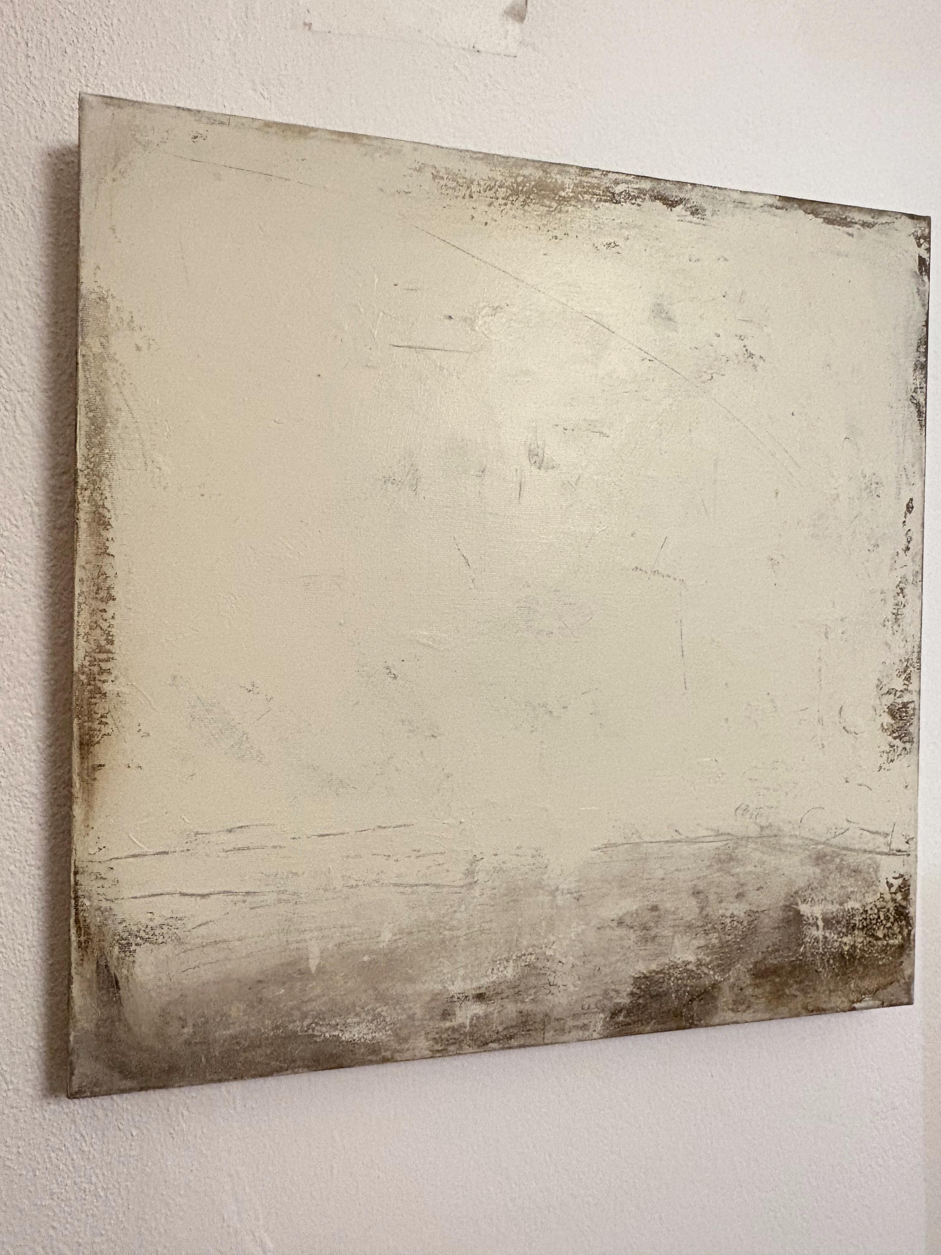 Paysage - Peinture originale sur toile  Art contemporain  Art unique - Beige Abstract Painting par Marilina Marchica