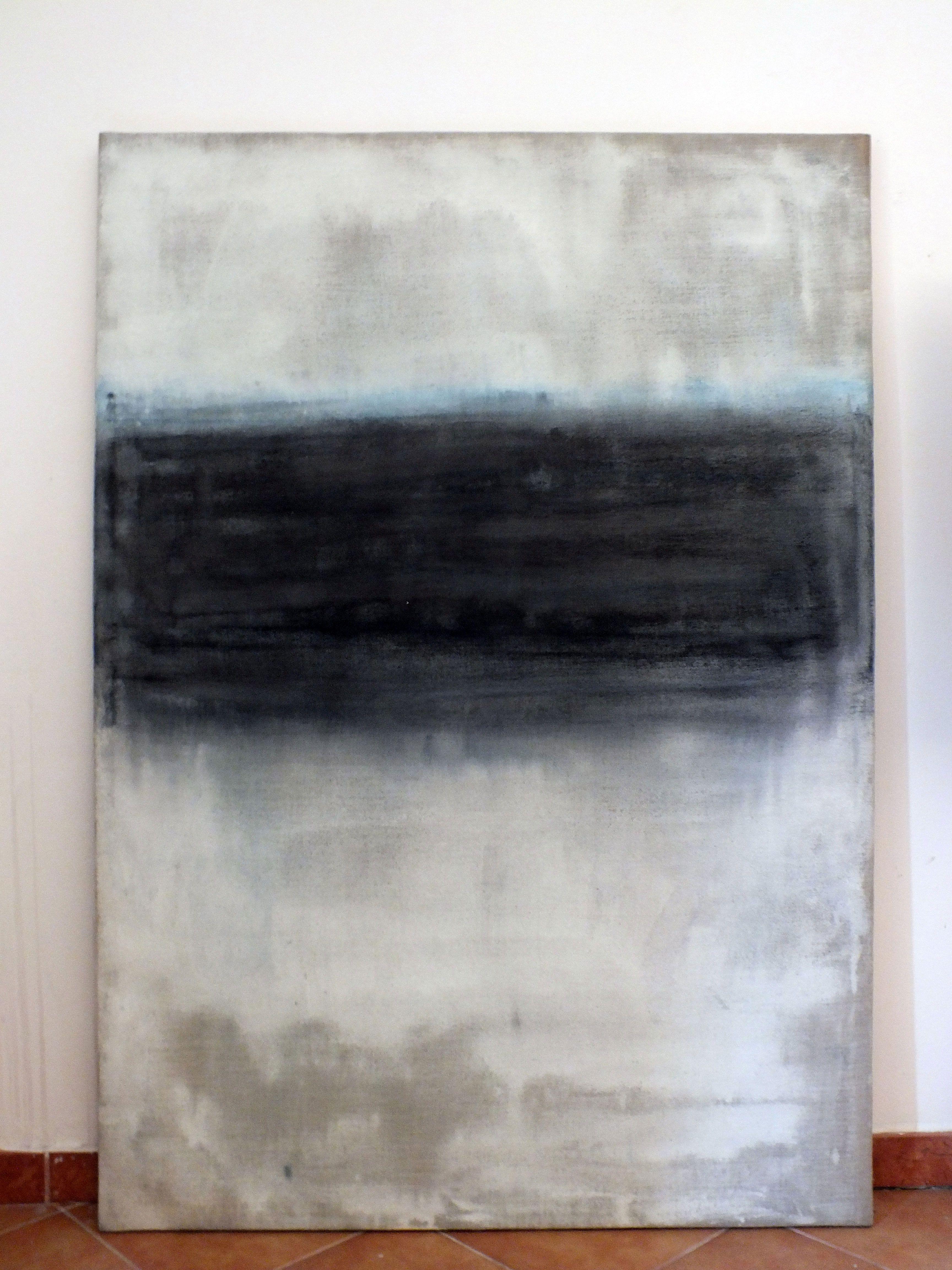 Landscape, Painting, Oil on Canvas - Gray Abstract Painting by Marilina Marchica