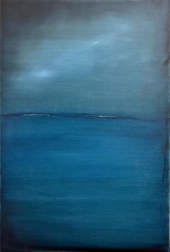 Large Blue Abstract Seascape, Contemporary Oil Painting on Canvas, Minimalist