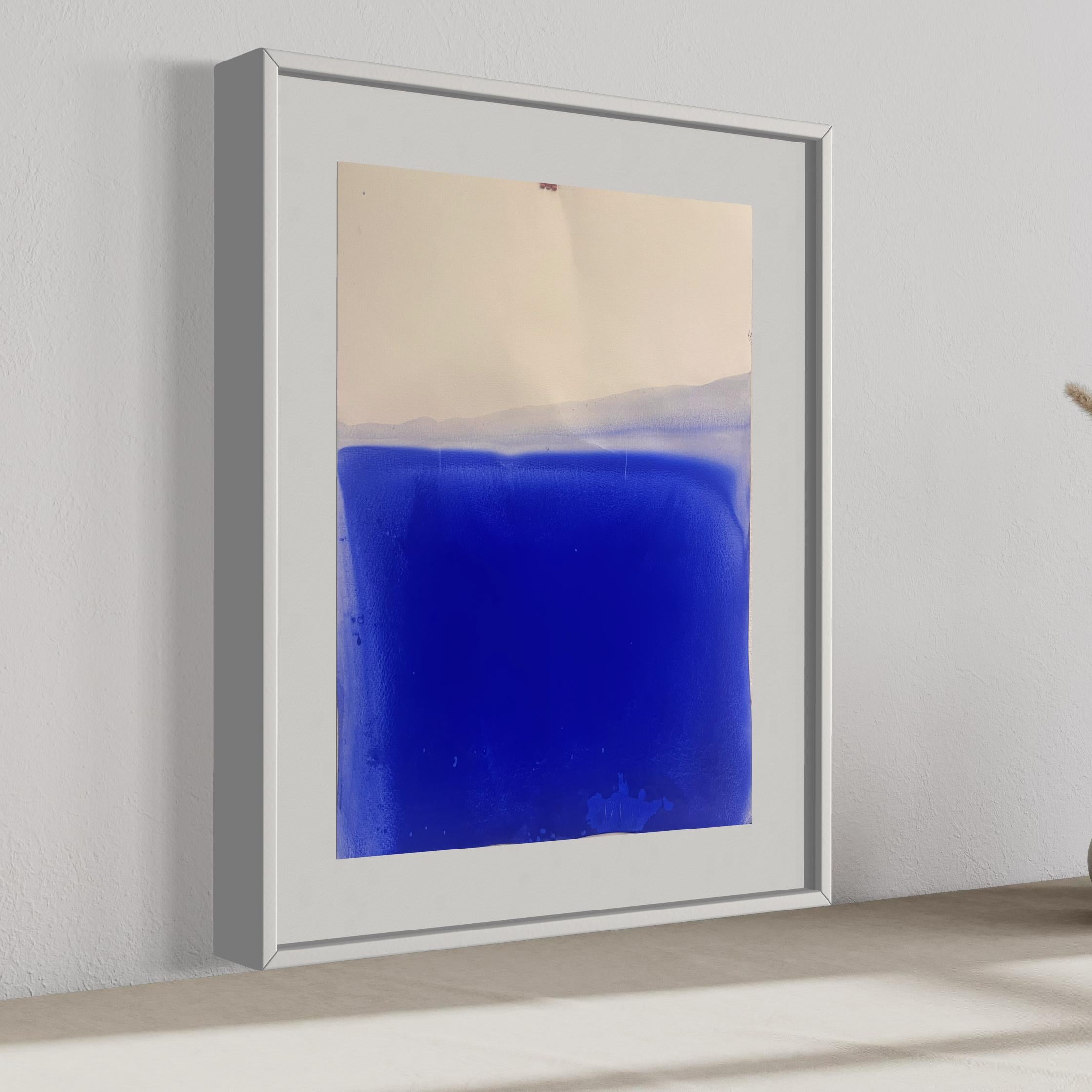 Dessin original  Art abstrait de Marilina Marchica  Paysage bleu en vente 2