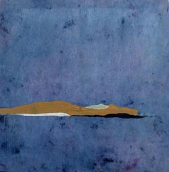 Paper Landscape 10, Contemporary Minimalist Abstract Painting Blue Collage