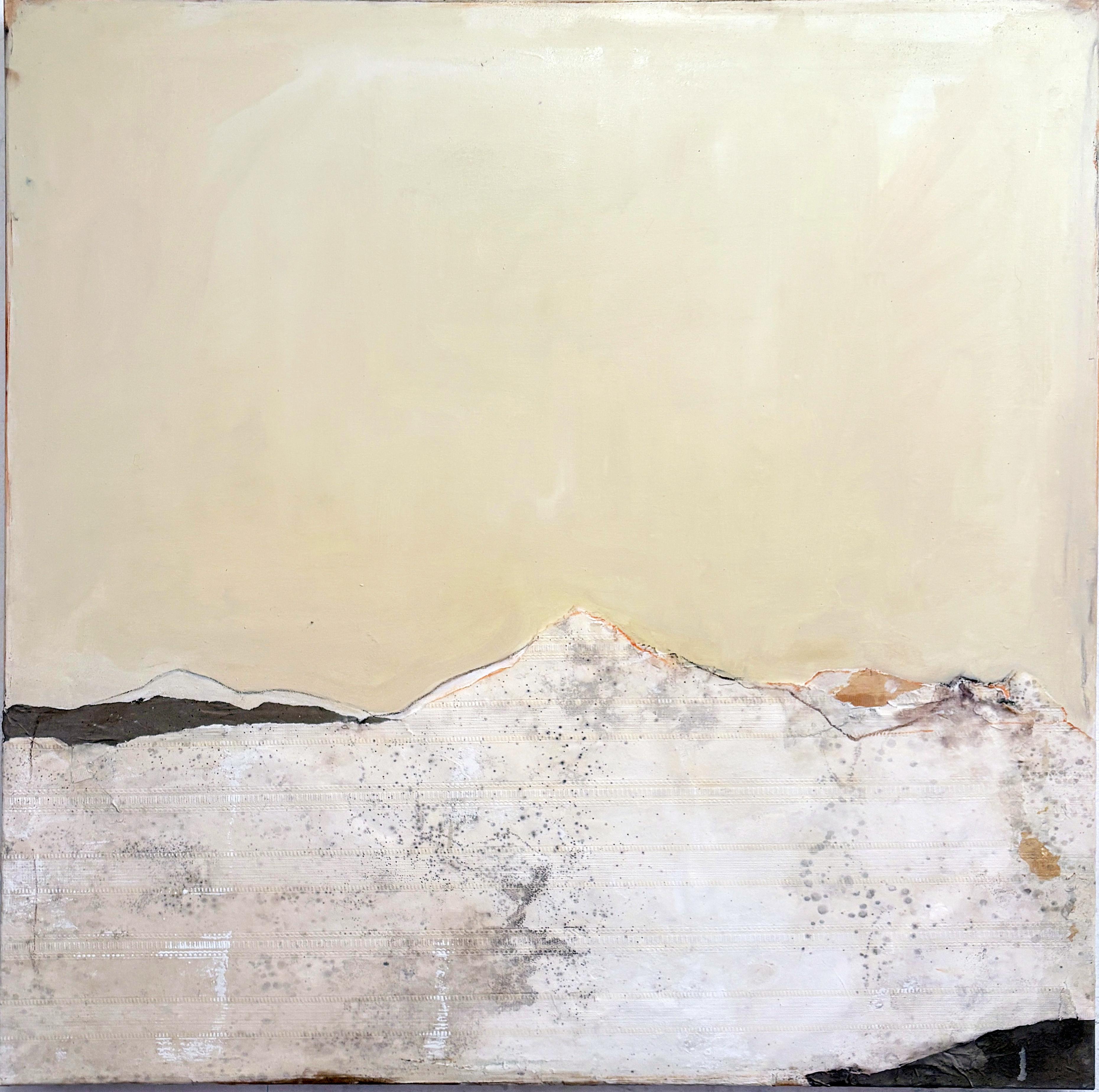 Paper Landscape – Contemporary Painting on Canvas with Vintage Wallpaper