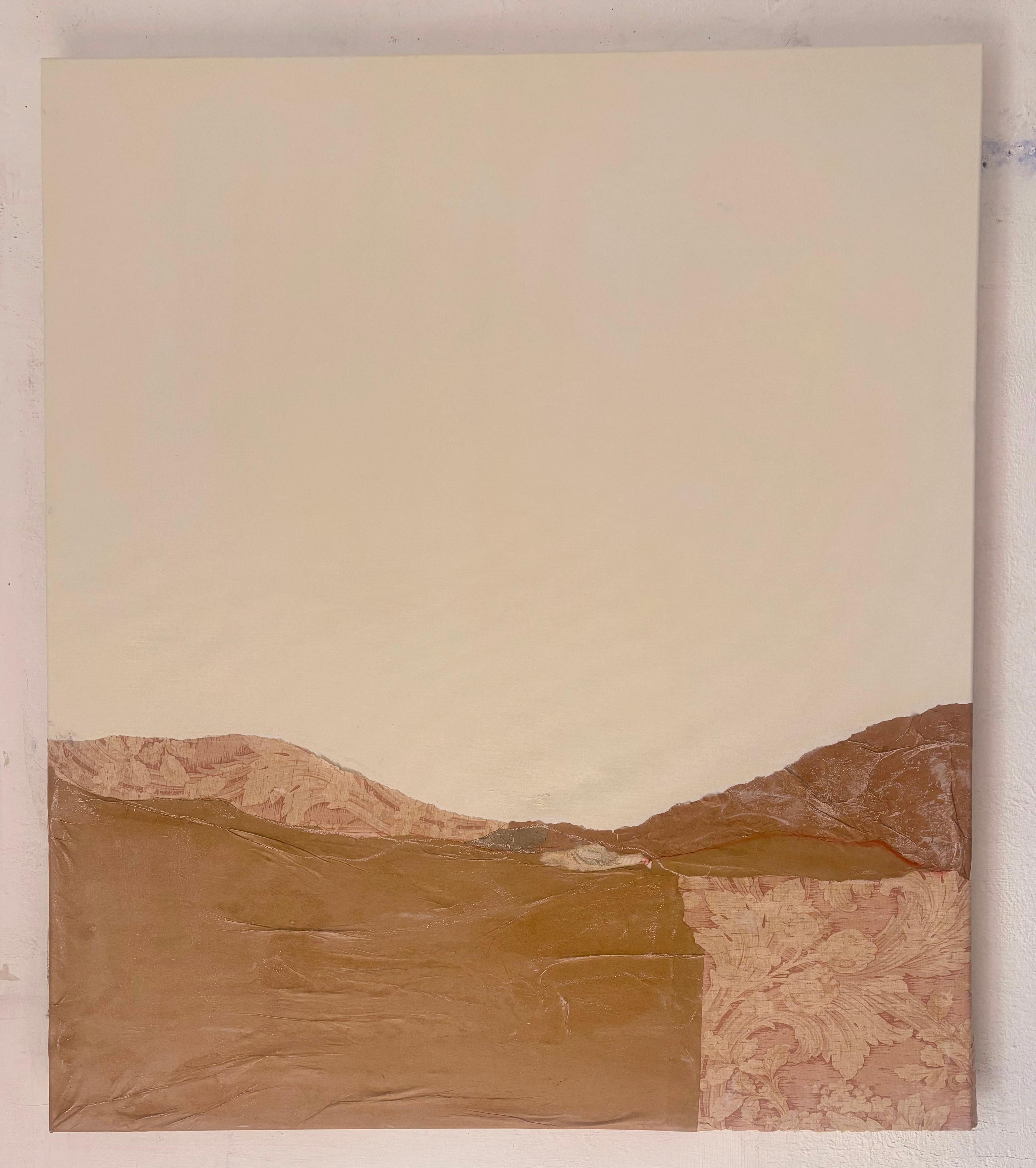 Paper Landscape - Collage di carta da parati antica e tecnica mista su tela, 2025 - Painting di Marilina Marchica