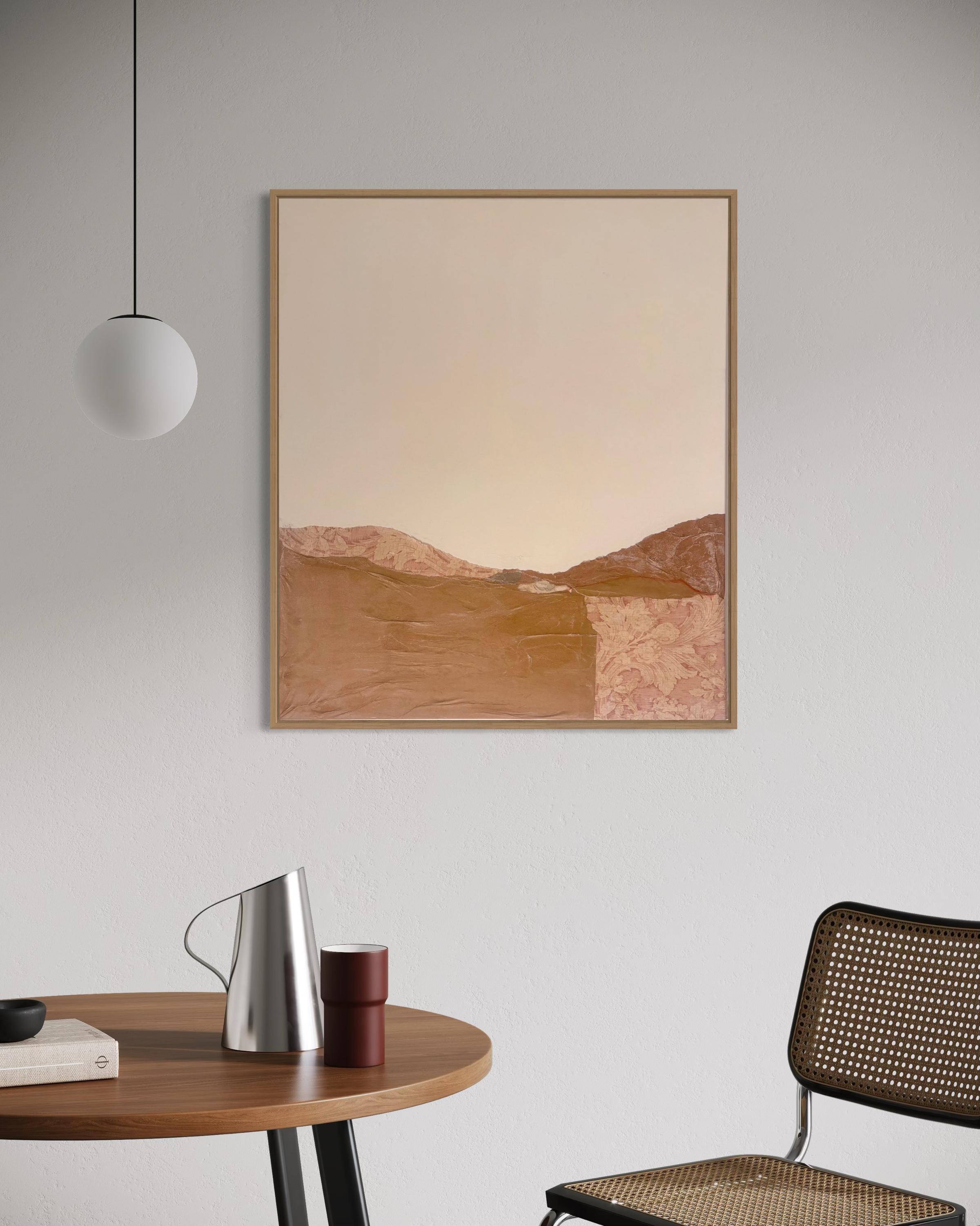 Paper Landscape - Collage di carta da parati antica e tecnica mista su tela, 2025 in vendita 3