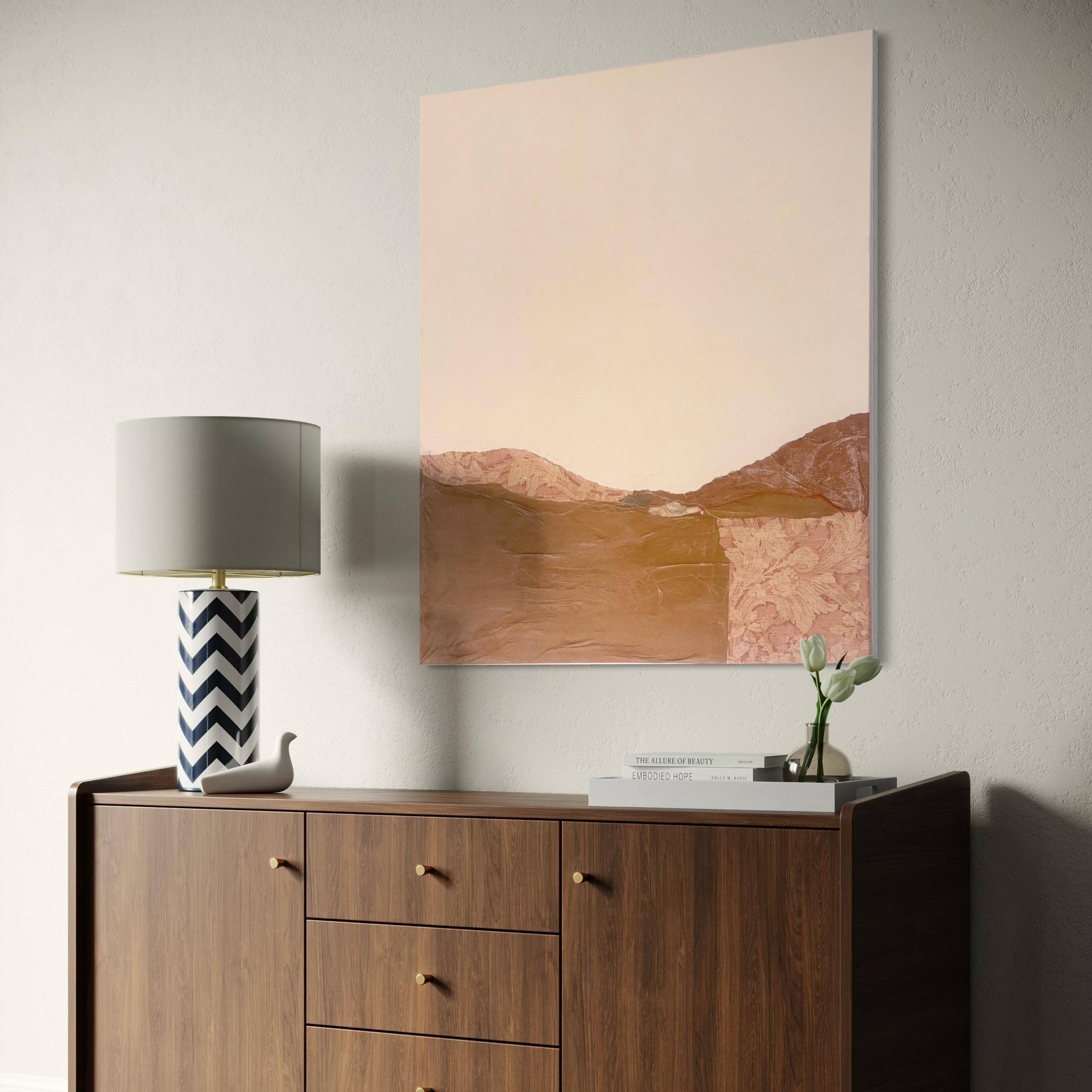 Paper Landscape - Collage di carta da parati antica e tecnica mista su tela, 2025 in vendita 4