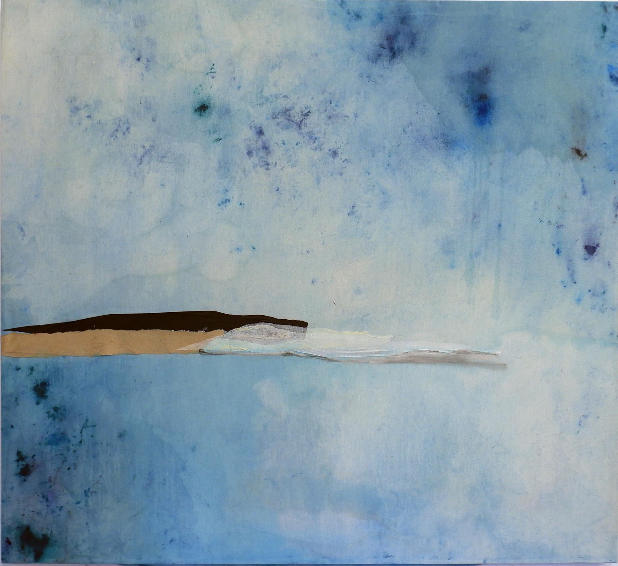 Marilina Marchica Abstract Painting - "PaperLandscape" Abstract Seascape- Minimal Painting Made in Italy