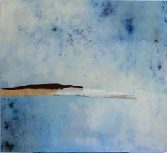 "PaperLandscape" Paisaje marino abstracto - Pintura minimalista hecha en Italia