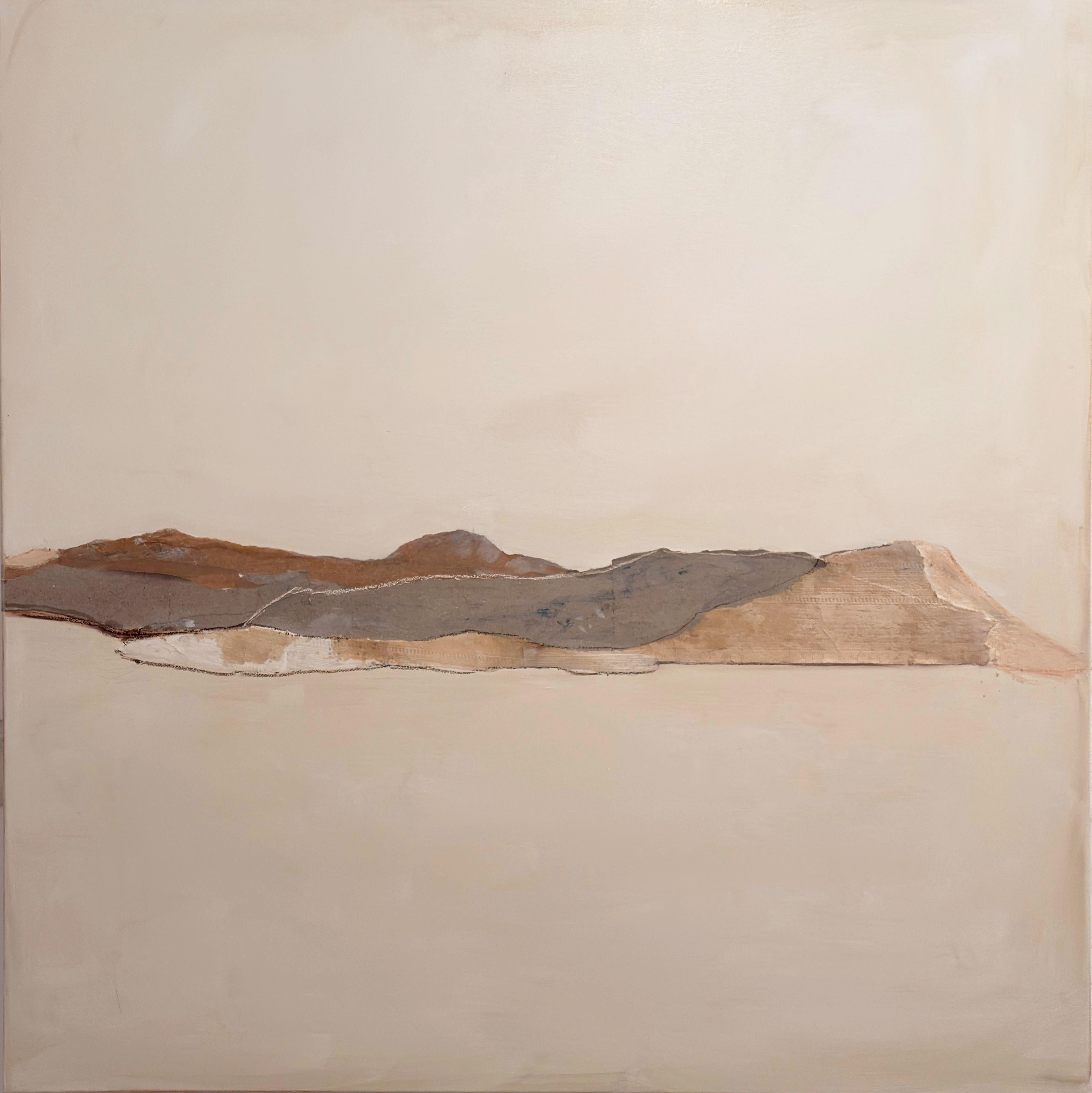 PaperLandscape - Quadro astratto contemporaneo di grandi dimensioni, olio e collage su tela