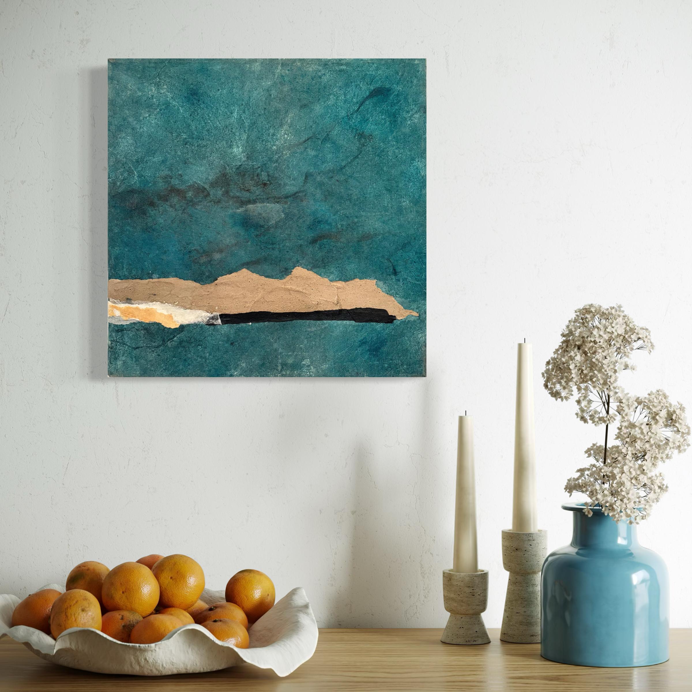 „Papierlandschaft“ Minimal Abstraktes Ölgemälde auf Baumwoll-Leinwand , Originalkunst im Angebot 5