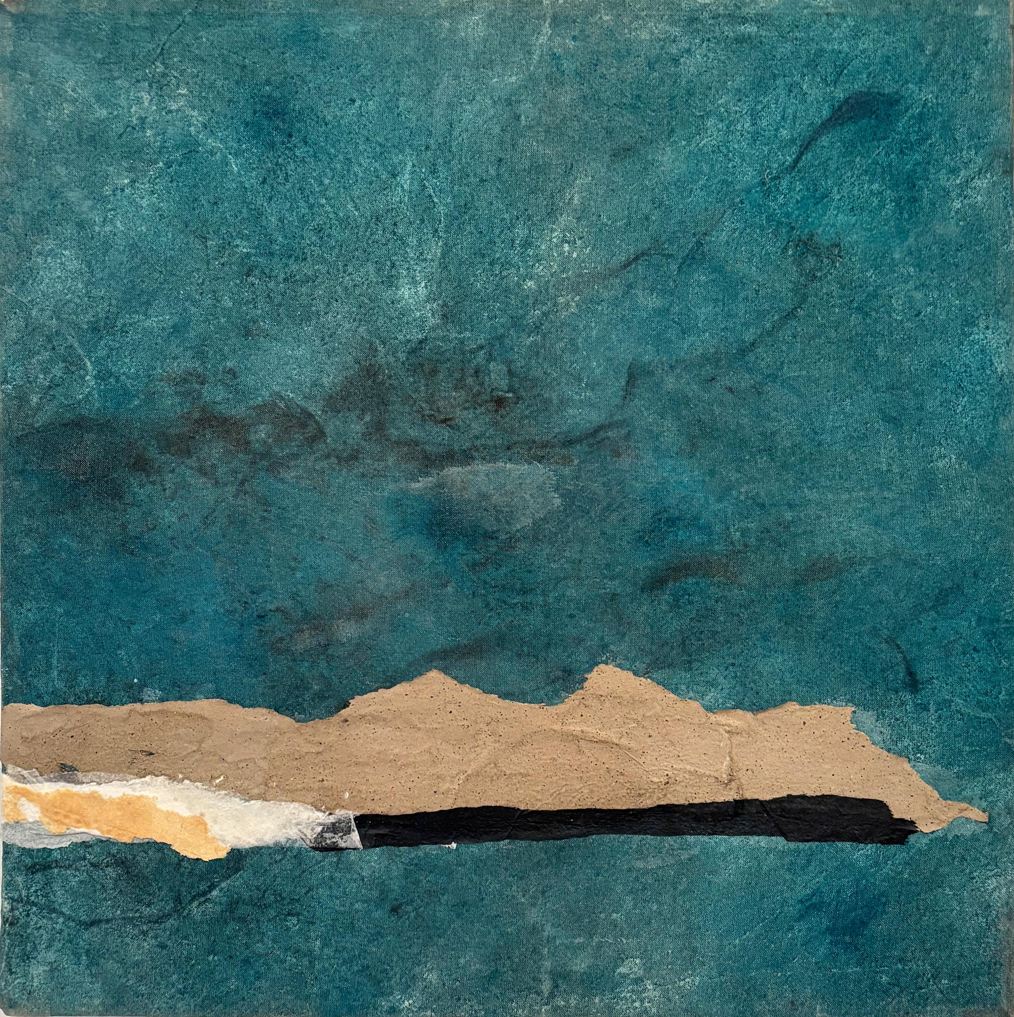 „Papierlandschaft“ Minimal Abstraktes Ölgemälde auf Baumwoll-Leinwand , Originalkunst – Painting von Marilina Marchica