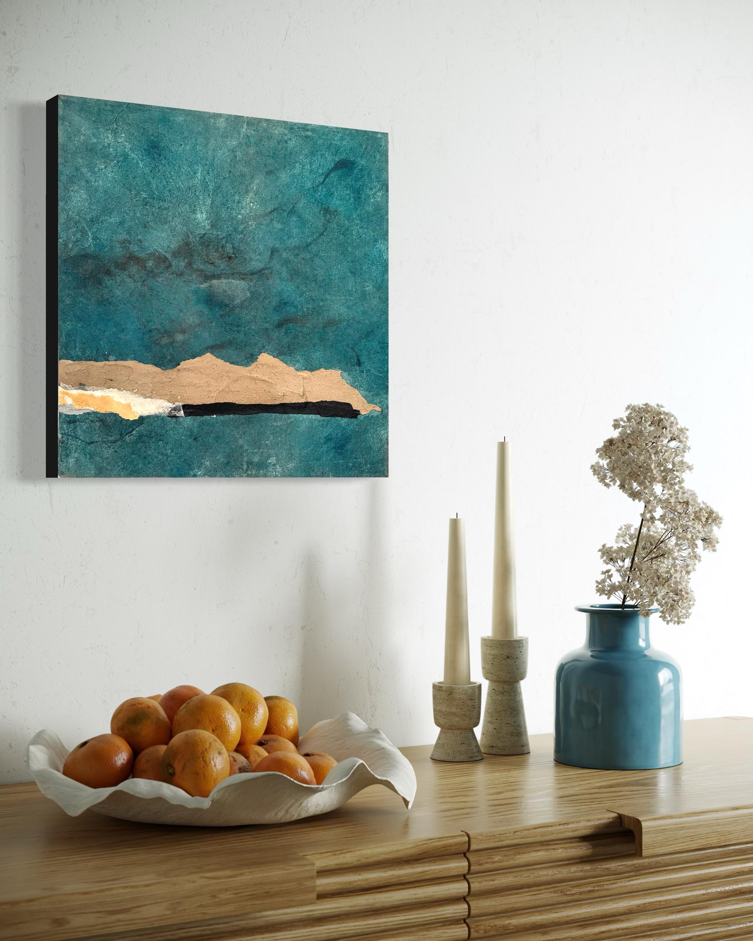 „Papierlandschaft“ Minimal Abstraktes Ölgemälde auf Baumwoll-Leinwand , Originalkunst im Angebot 4