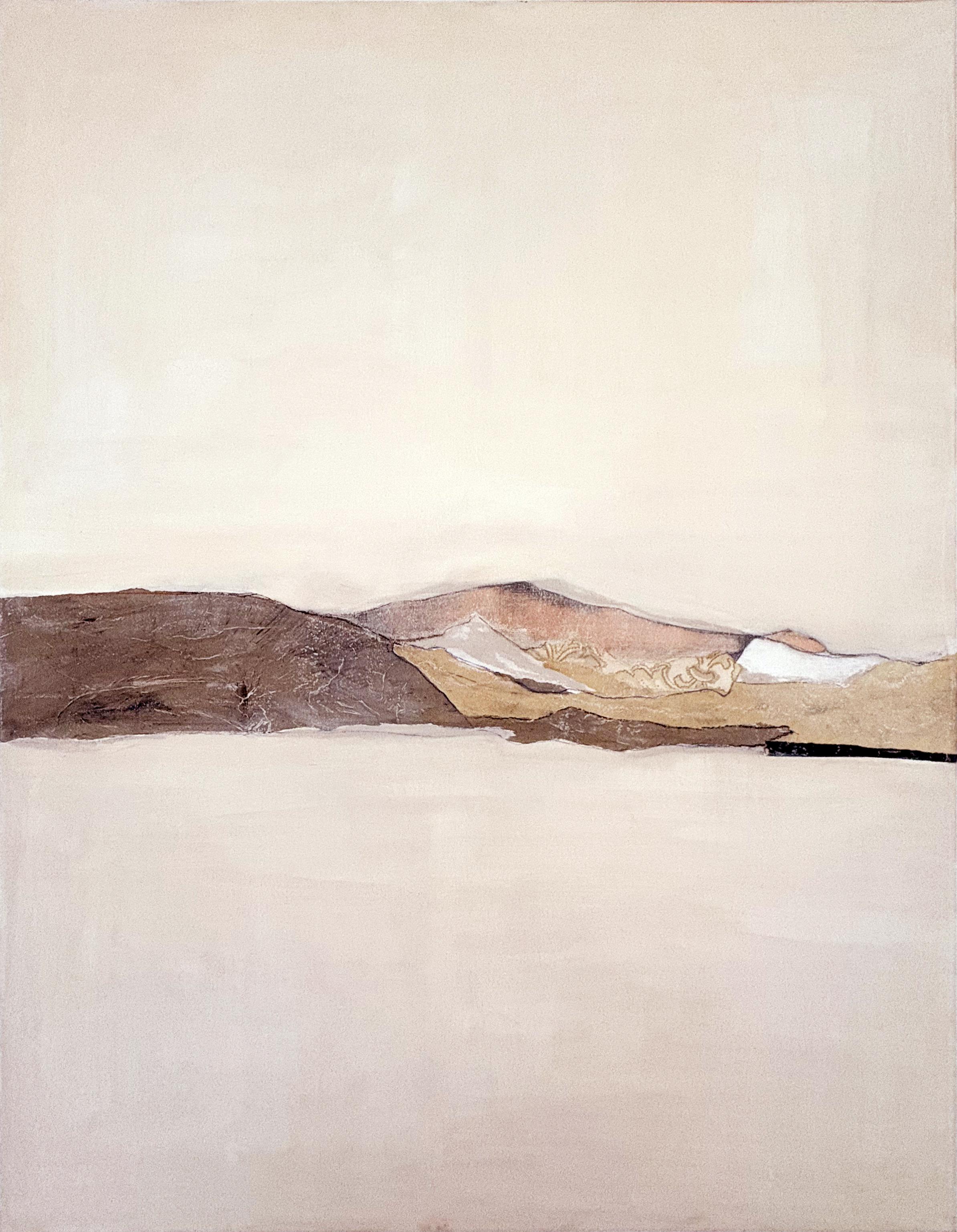 Peinture abstraite minimaliste PaperLandscape, art original fabriqué en Italie - Gris Abstract Painting par Marilina Marchica