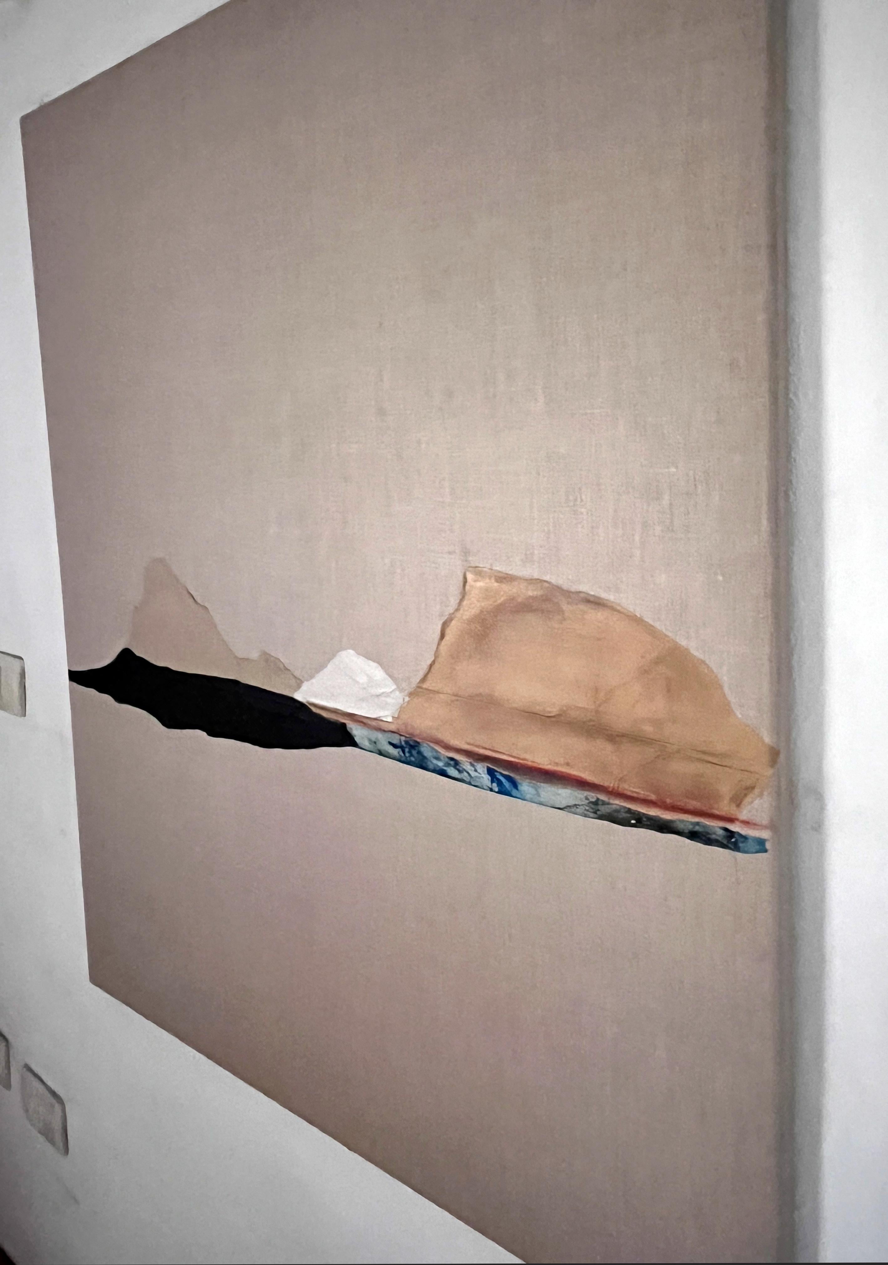 Paysage papier, Origina Art sur toile de lin, grande taille, fabriqué en Italie - Painting de Marilina Marchica
