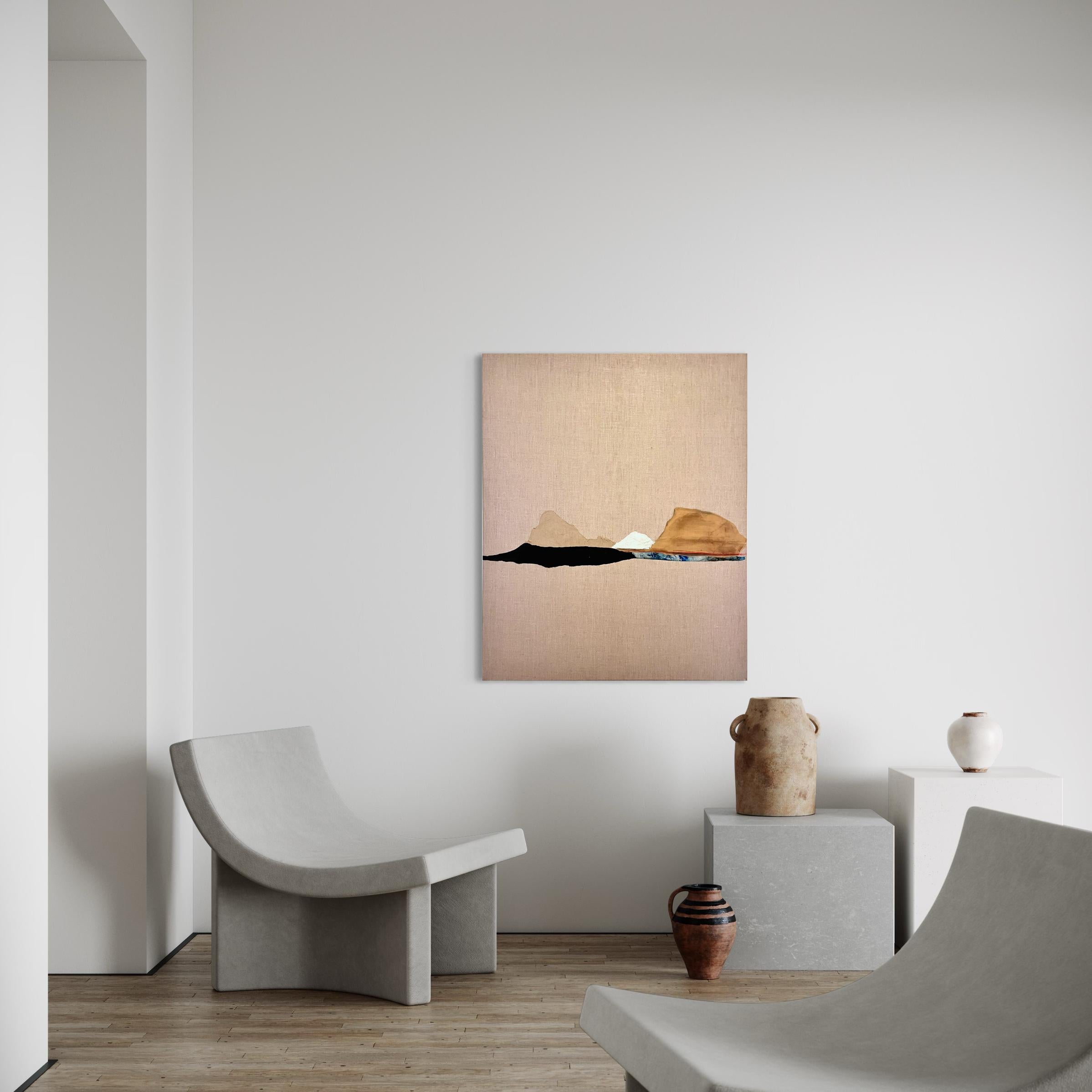 Paysage papier, Origina Art sur toile de lin, grande taille, fabriqué en Italie - Contemporain Painting par Marilina Marchica