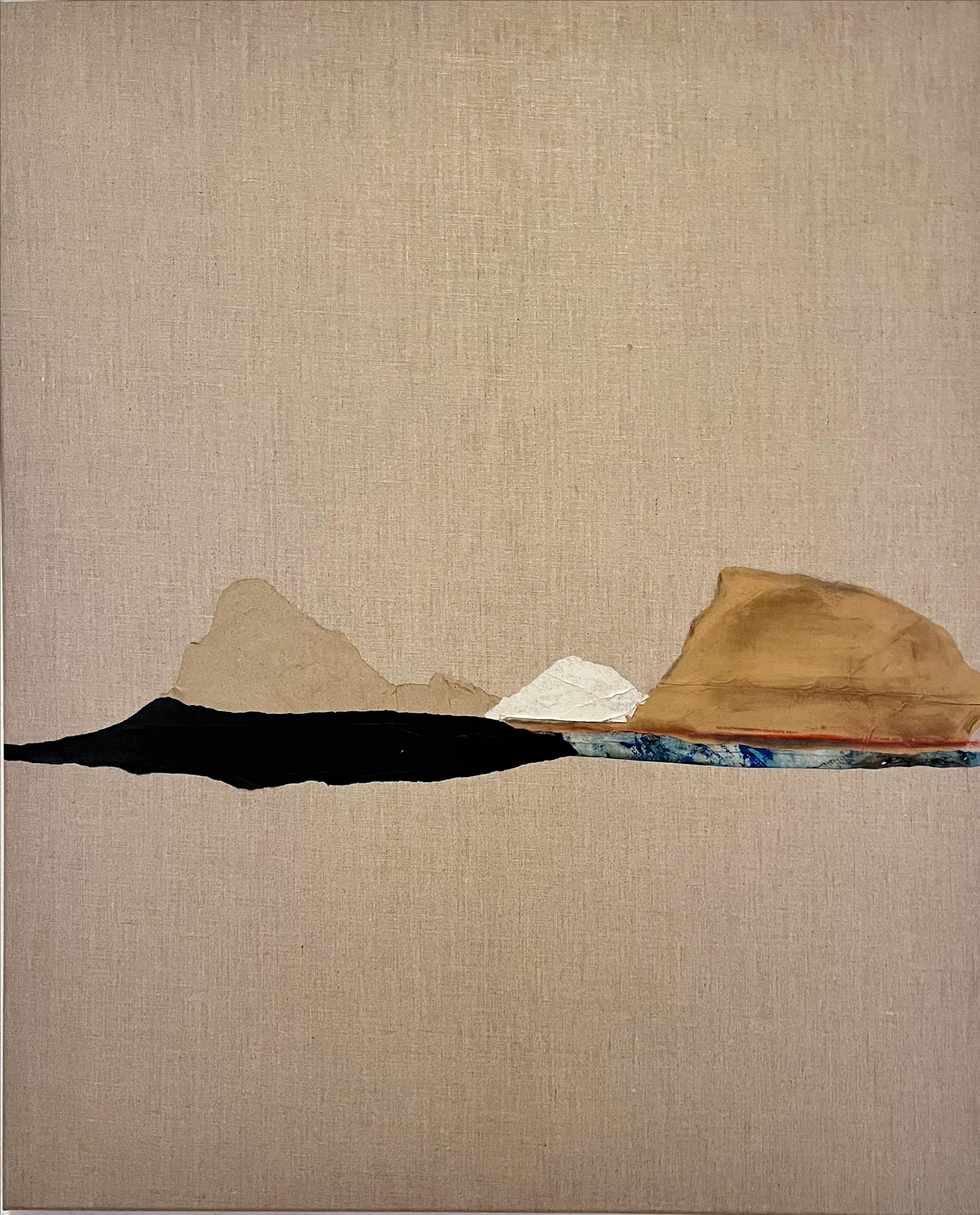 Paysage papier, Origina Art sur toile de lin, grande taille, fabriqué en Italie en vente 1