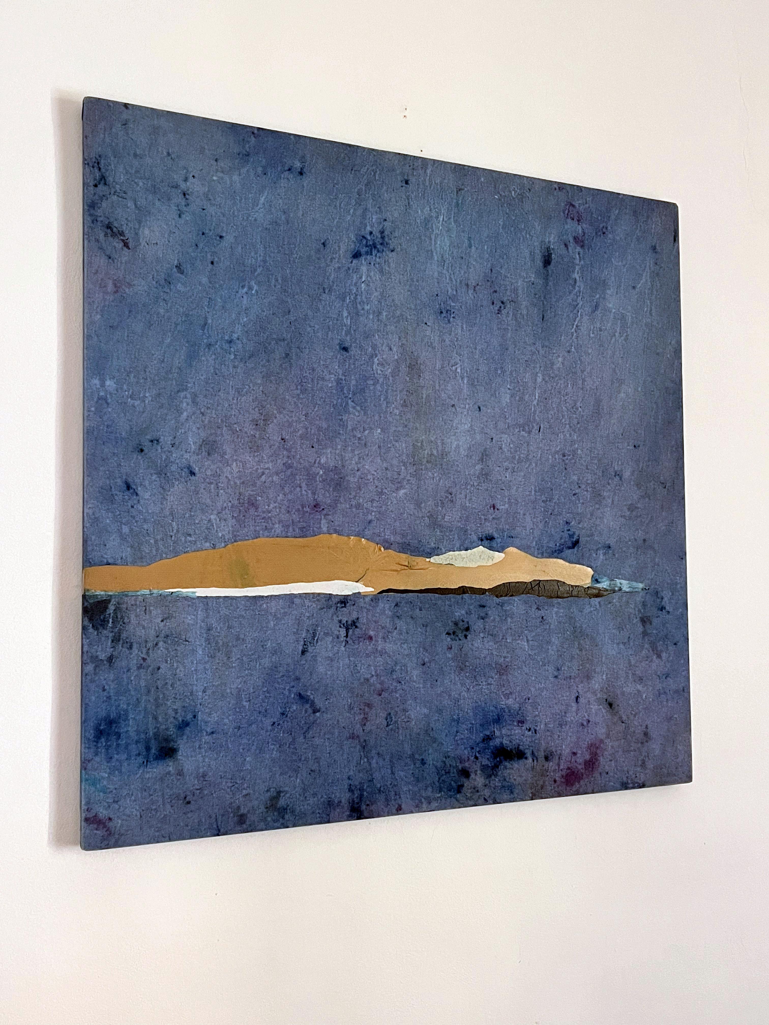 PaperLandscape, Origina peinture sur toile de coton, grande taille, fabriqué en Italie - Violet Landscape Painting par Marilina Marchica