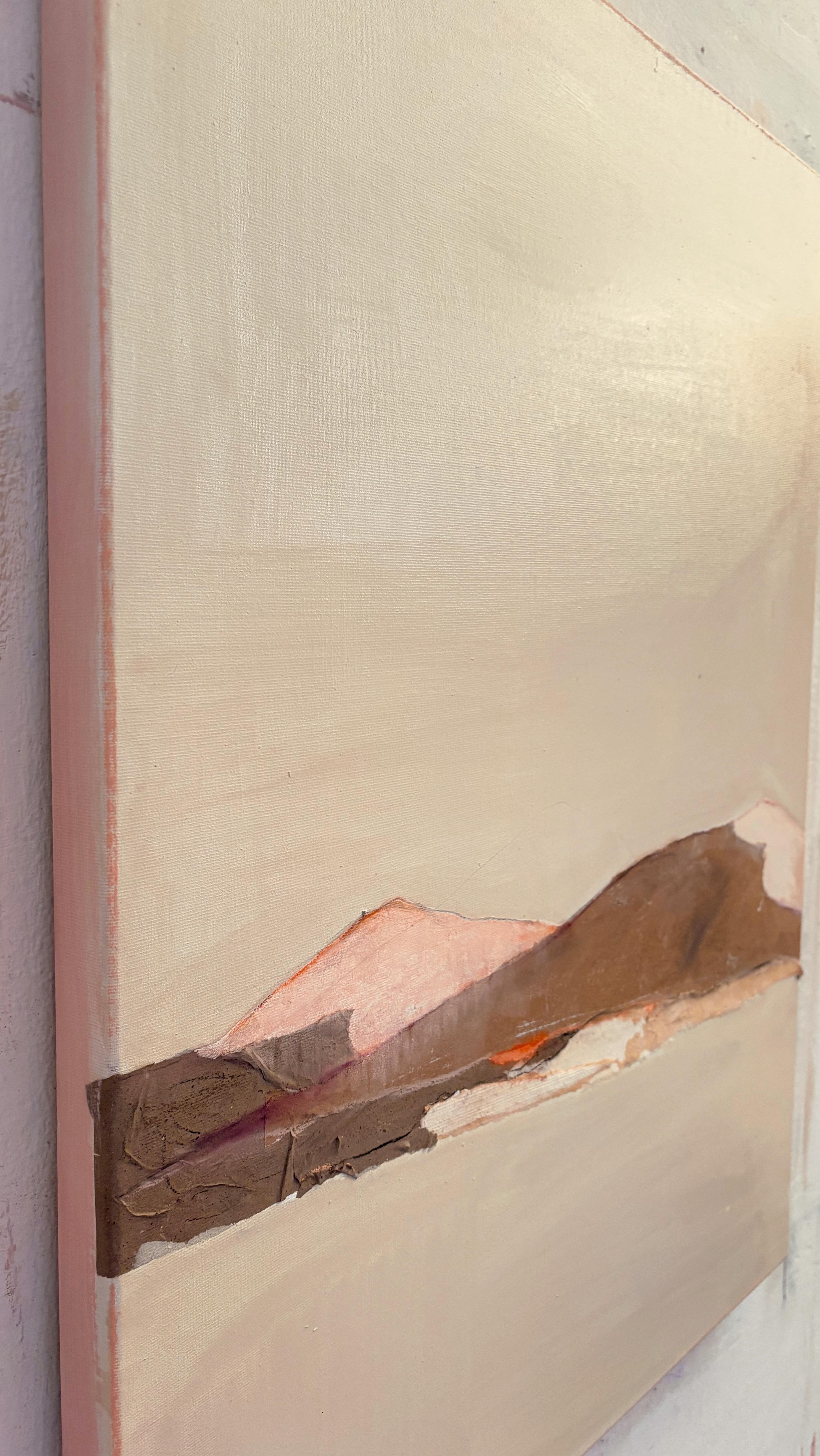 PaperLandscape - Pittura originale a tecnica mista su tela,  unico nel suo genere - Landscape Painting Beige di Marilina Marchica