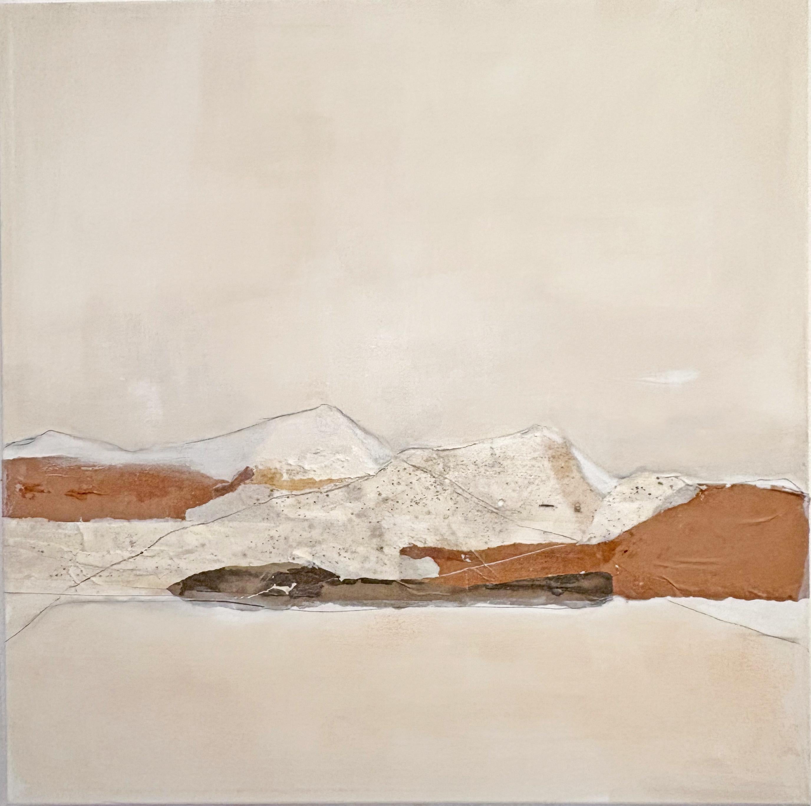 CartaPaesaggio, Pittura  e collage su tela di cotone, pronto da appendere Made in Italy - Painting di Marilina Marchica