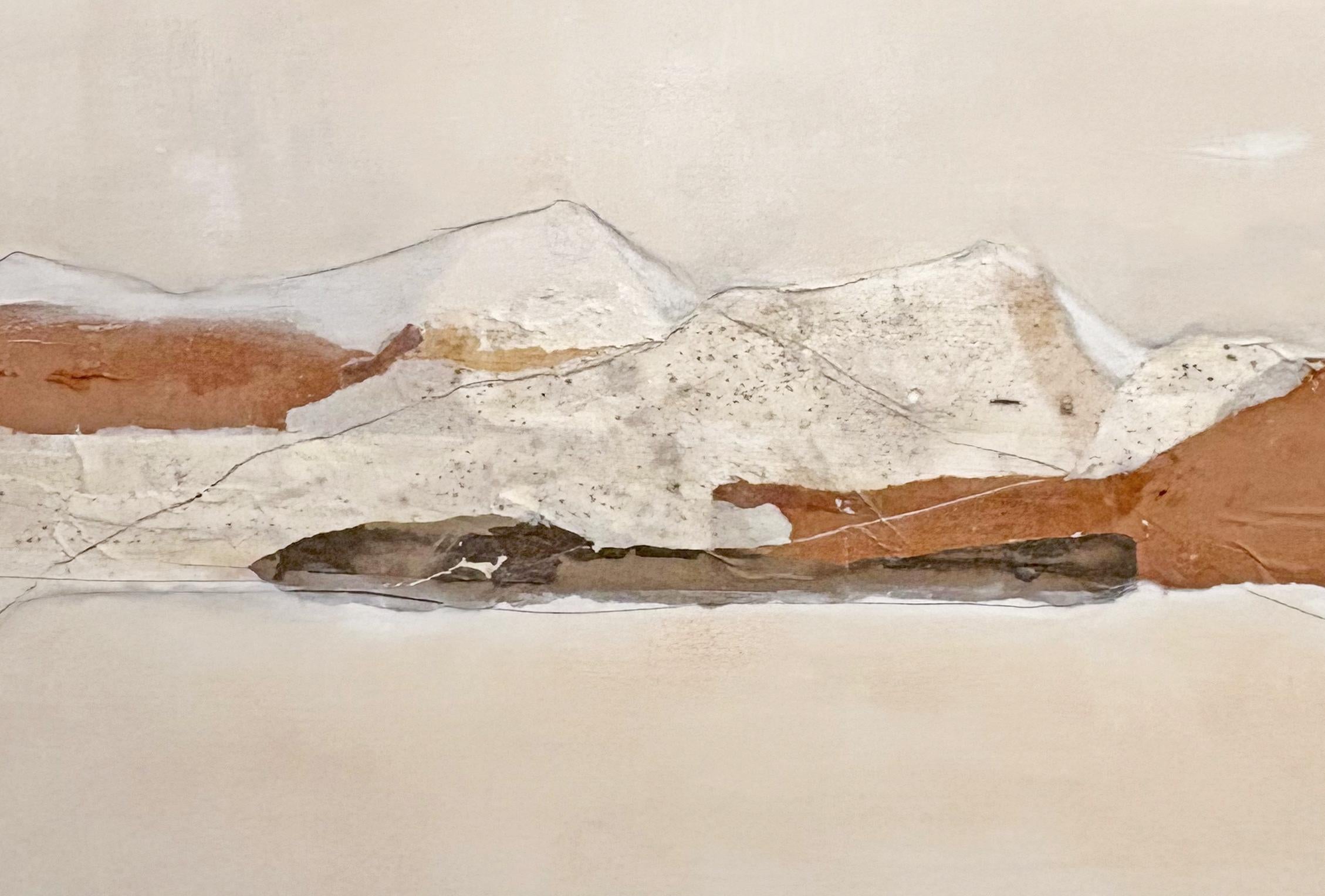 CartaPaesaggio, Pittura  e collage su tela di cotone, pronto da appendere Made in Italy 2