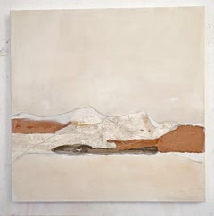 CartaPaesaggio, Pittura  e collage su tela di cotone, pronto da appendere Made in Italy