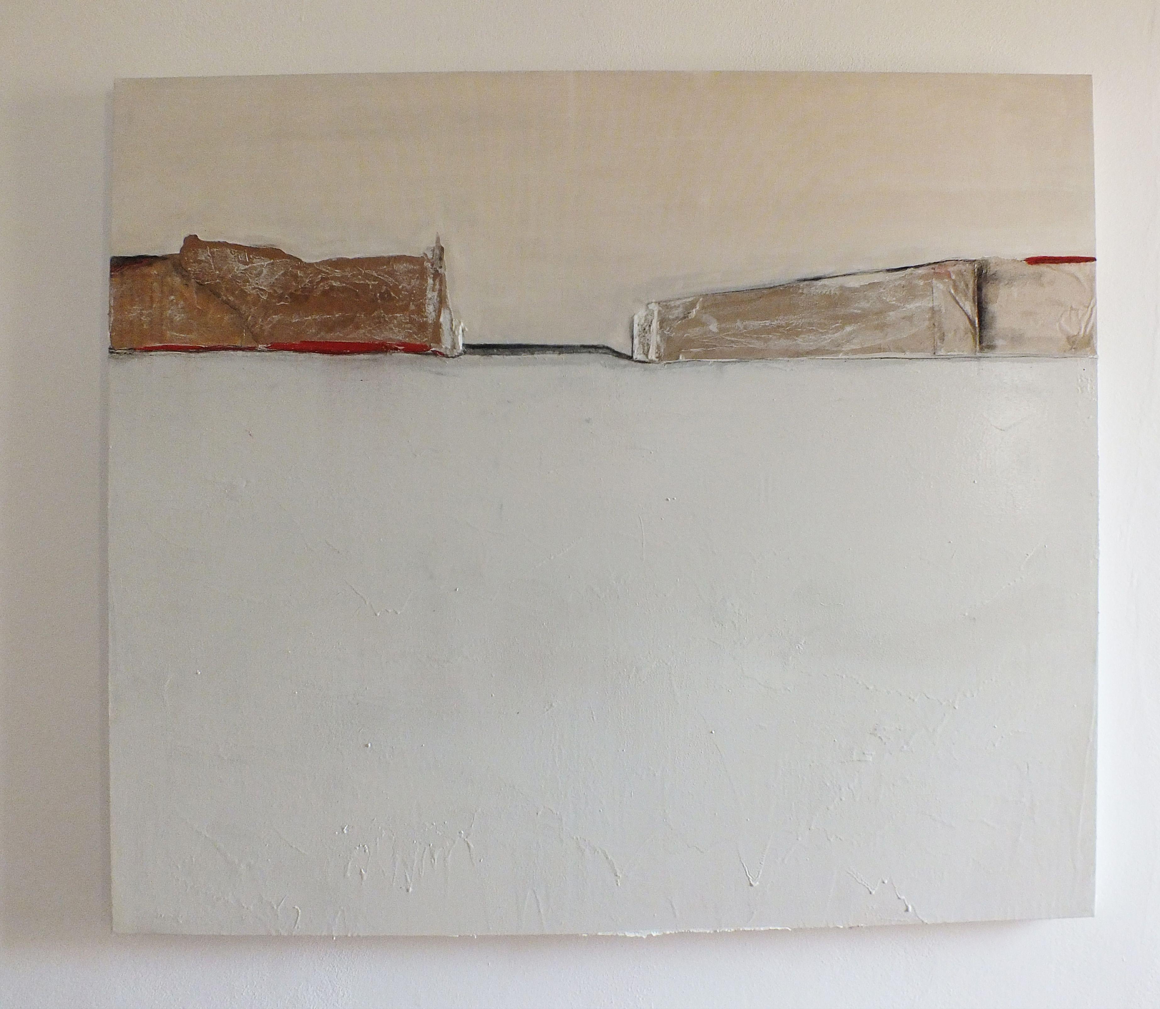 PaperLandscape#, Painting, Oil on Canvas - Gray Abstract Painting by Marilina Marchica