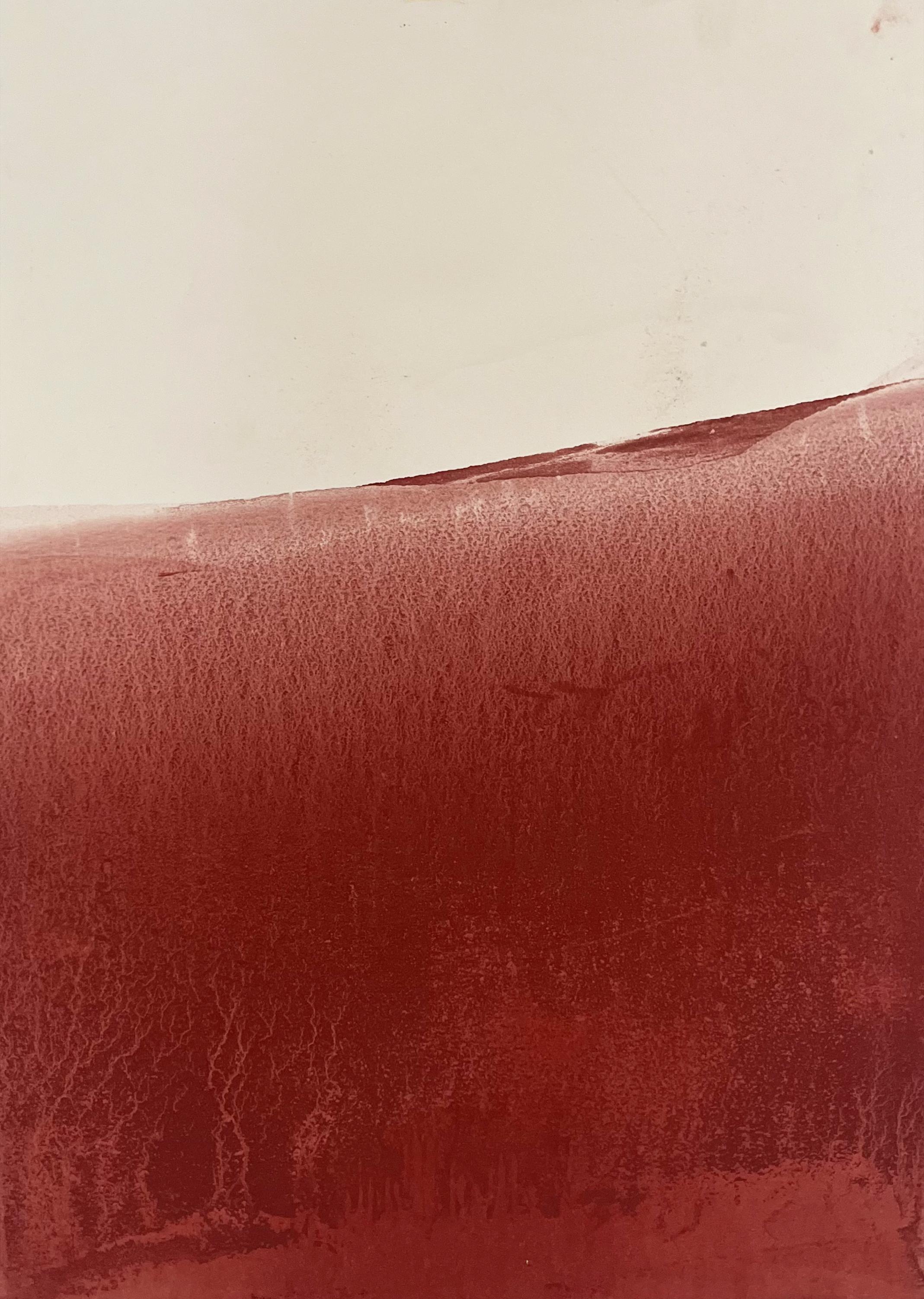Dessin abstrait de paysage rouge - Art original fabriqué en Italie