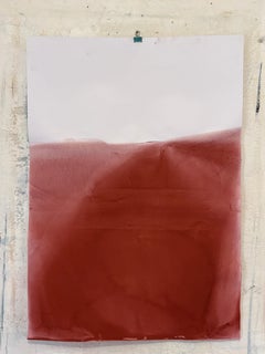 Paysage rouge - Paysage abstrait minimal, pigment pur sur papier Fabriano, 2025
