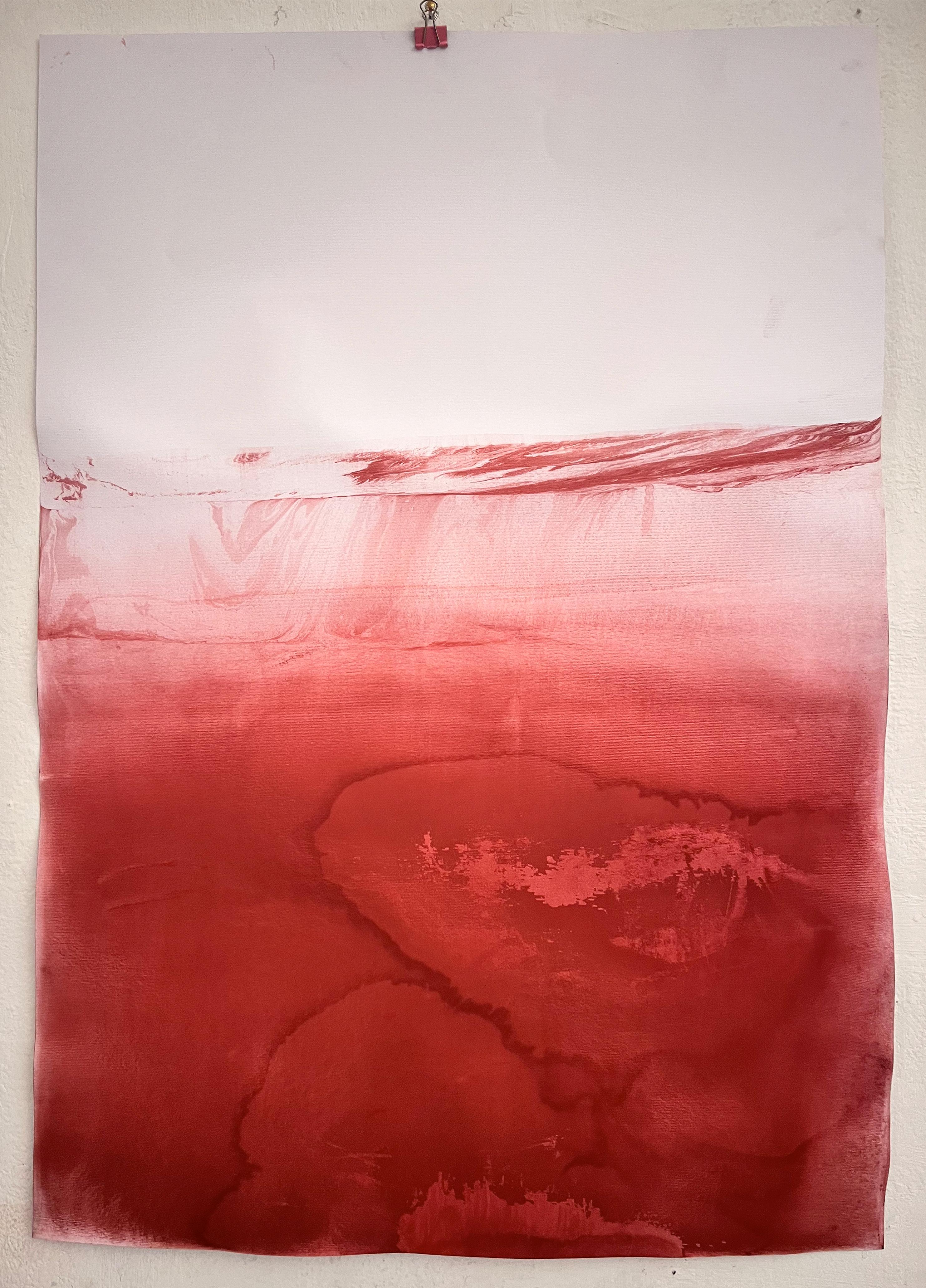 Paesaggio rosso, pittura originale su carta, Made in Italy Di Marilina Marchica in vendita 2