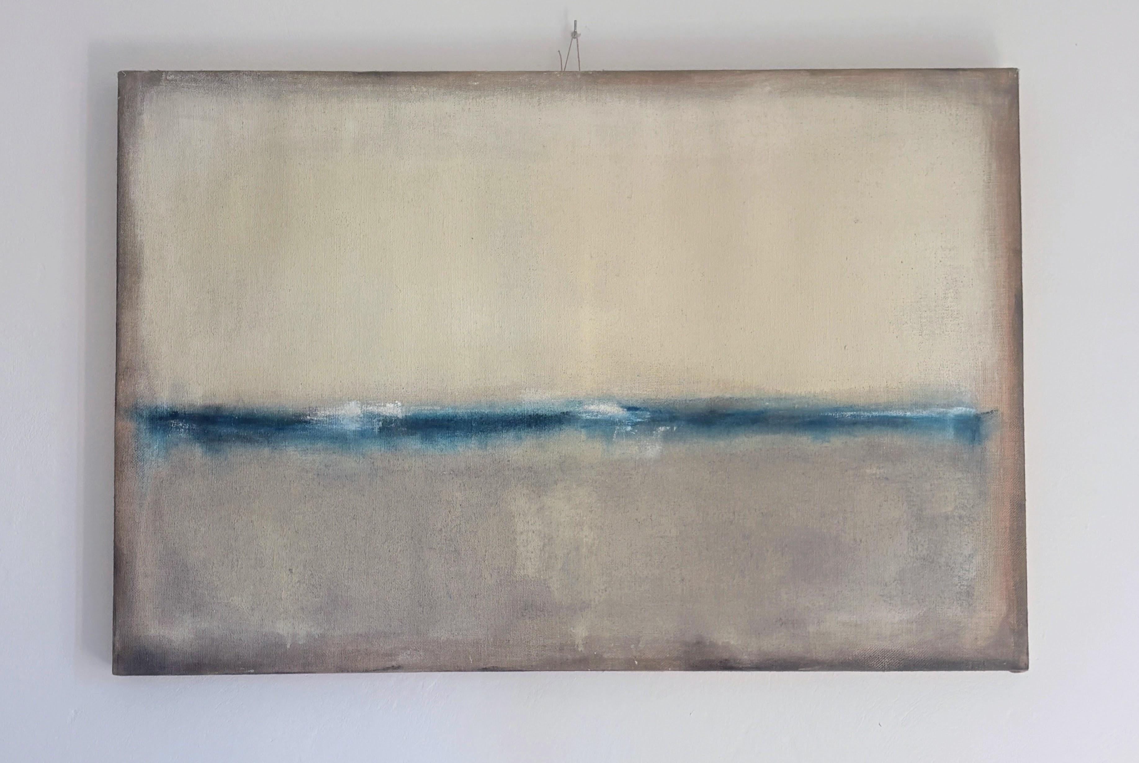 Seascape – Contemporary Abstract Oil Painting on Jute Canvas, 2018 Made in Italy