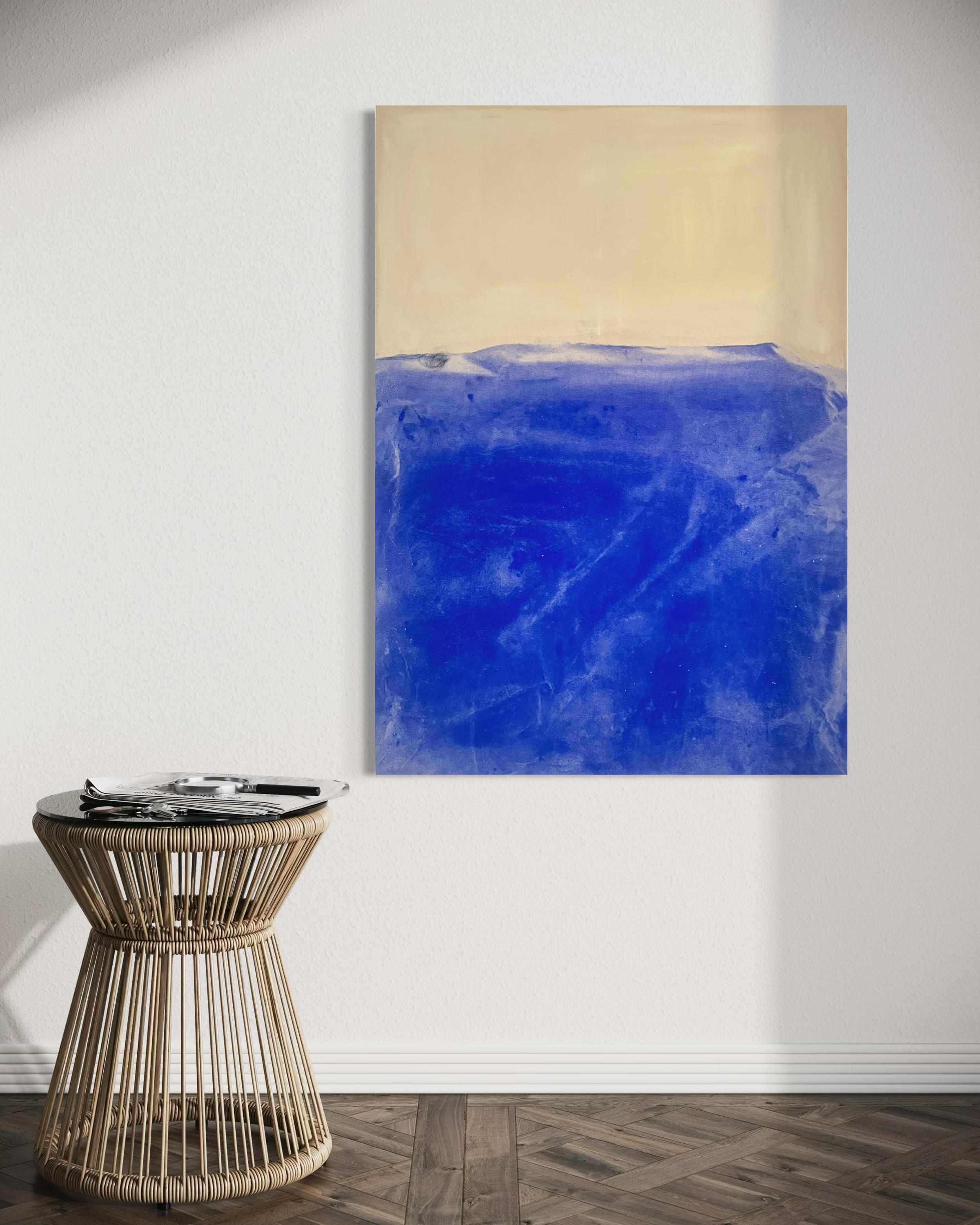 Seascape – Contemporary Abstract Painting, Pigment & Acrylic on Canvas large art - Blue Landscape Painting by Marilina Marchica