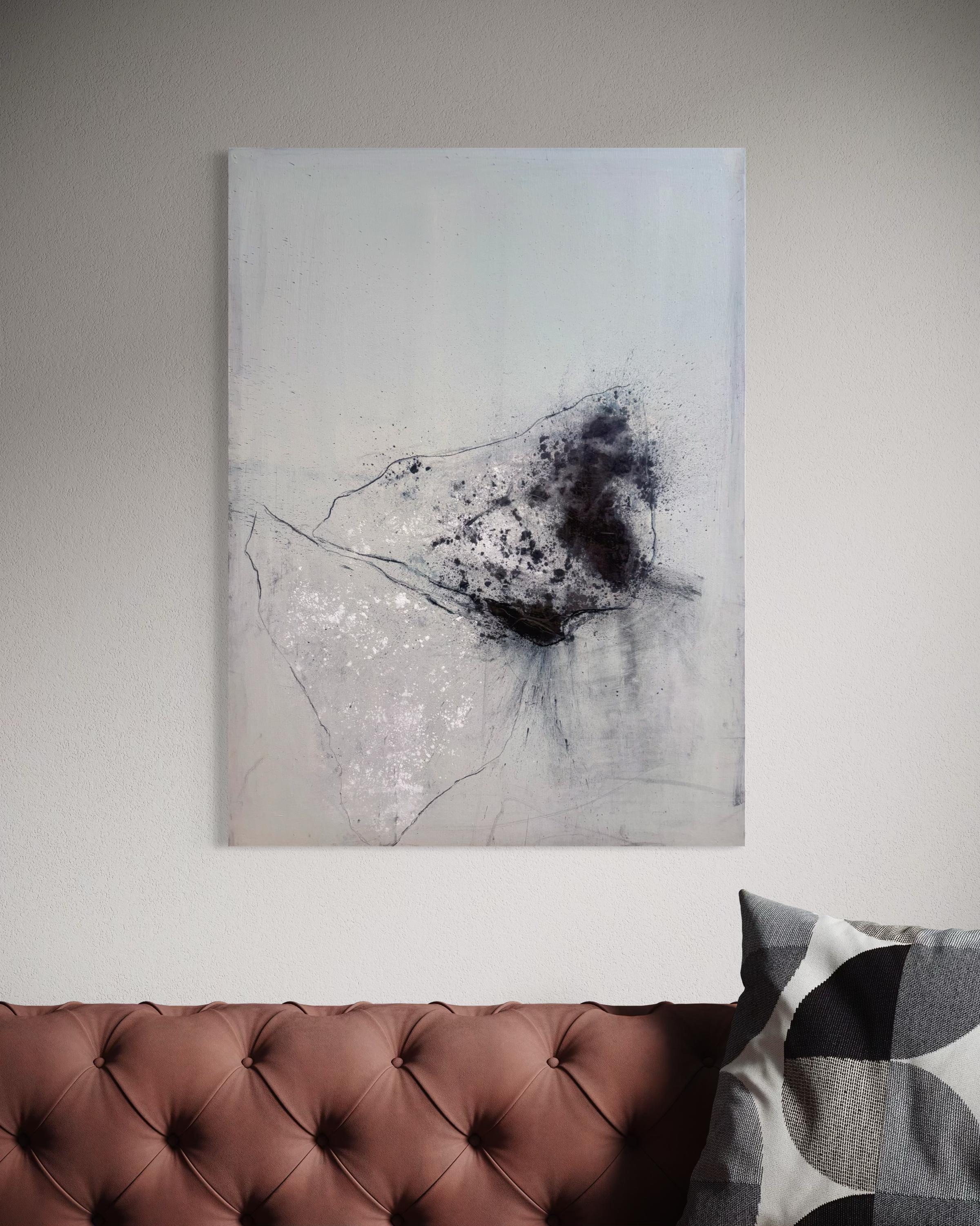 Traces of Islands - Abstraktes Original-Gemälde auf Leinwand (2023) (Grau), Abstract Painting, von Marilina Marchica