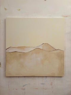 White Landscape – Minimal Abstract Oil Painting, 100x100 cm, Contemporary Italia
