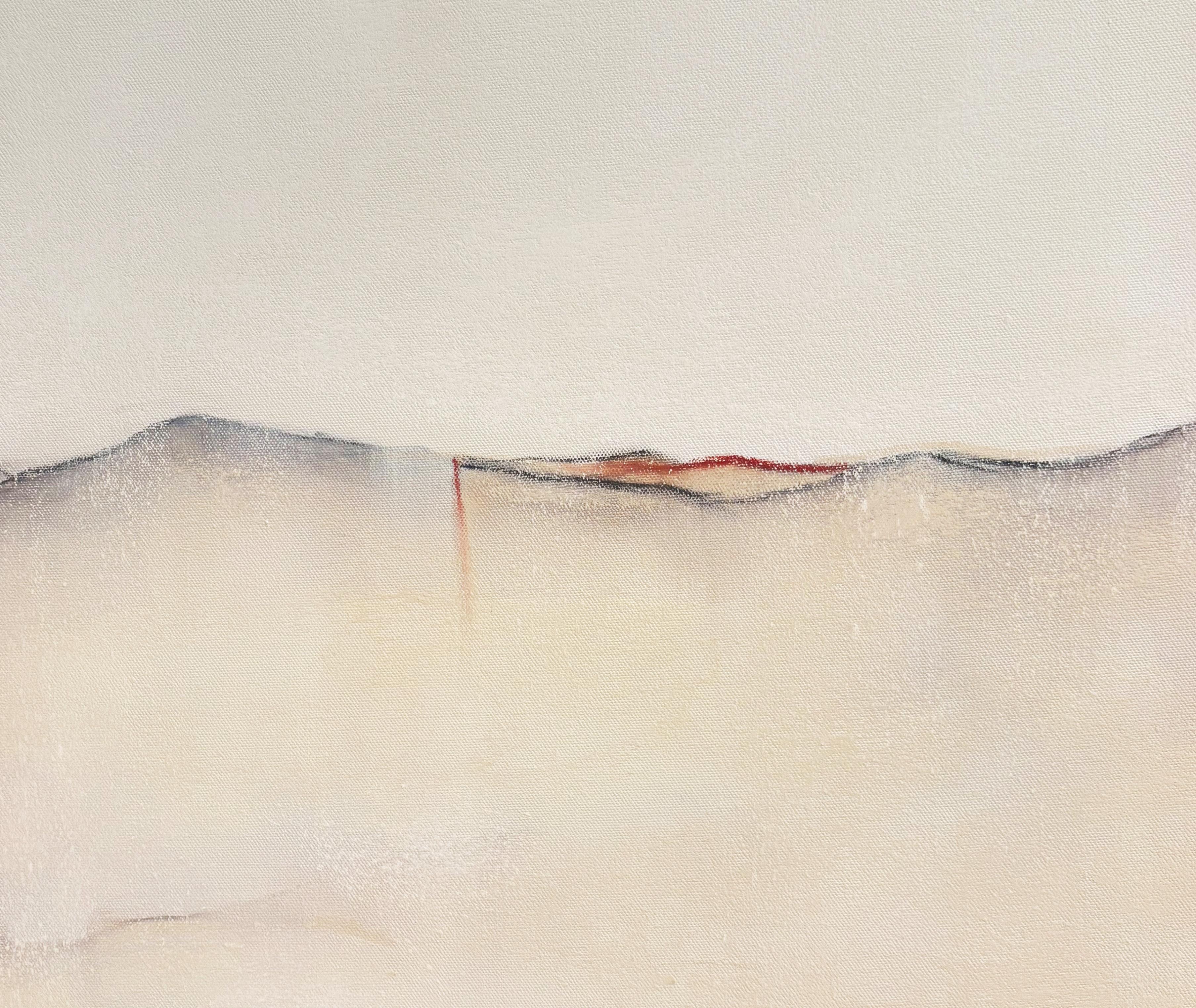 White Landscape – Original Minimal Abstract Oil Painting on Canvas (2025) For Sale 1