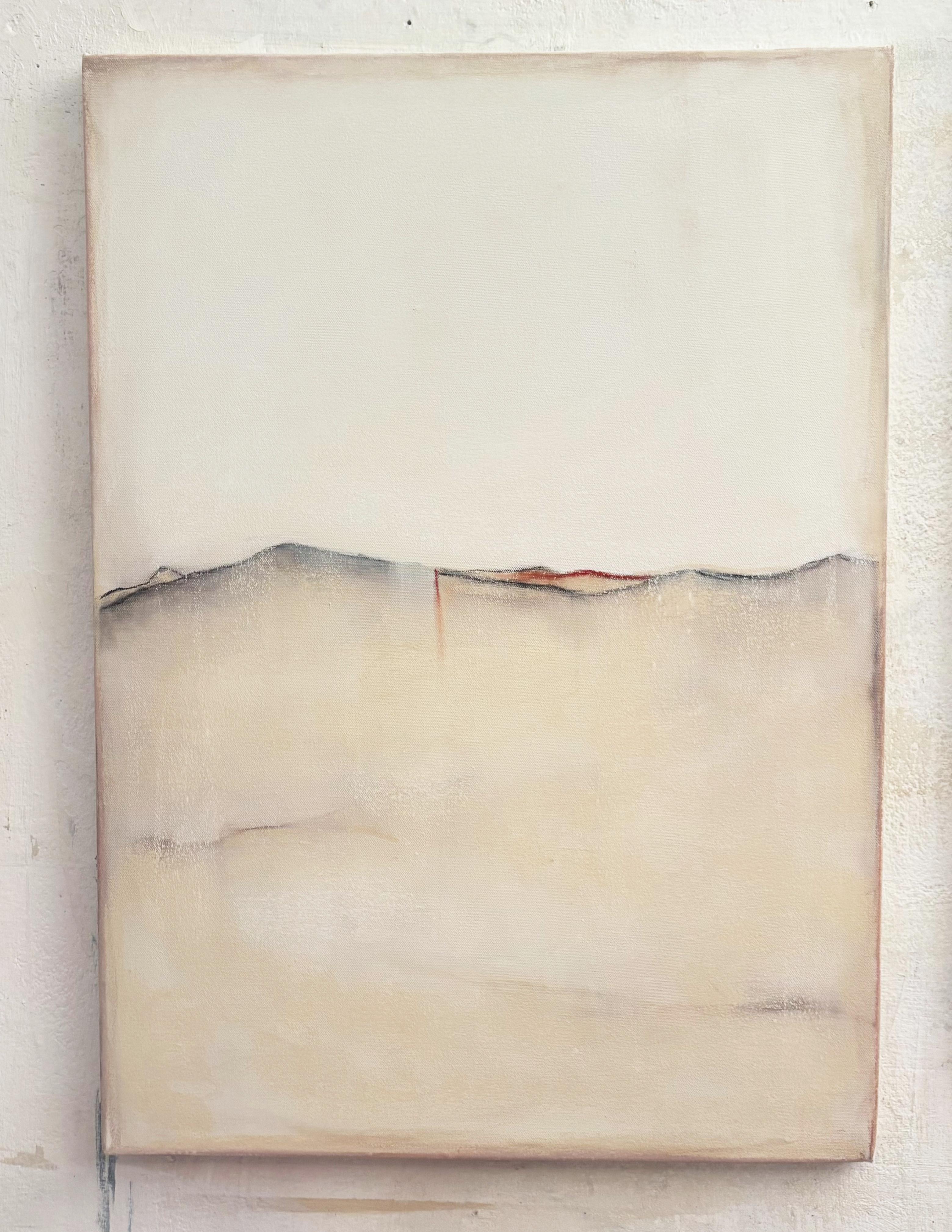 White Landscape – Original Minimal Abstract Oil Painting on Canvas (2025) For Sale 4