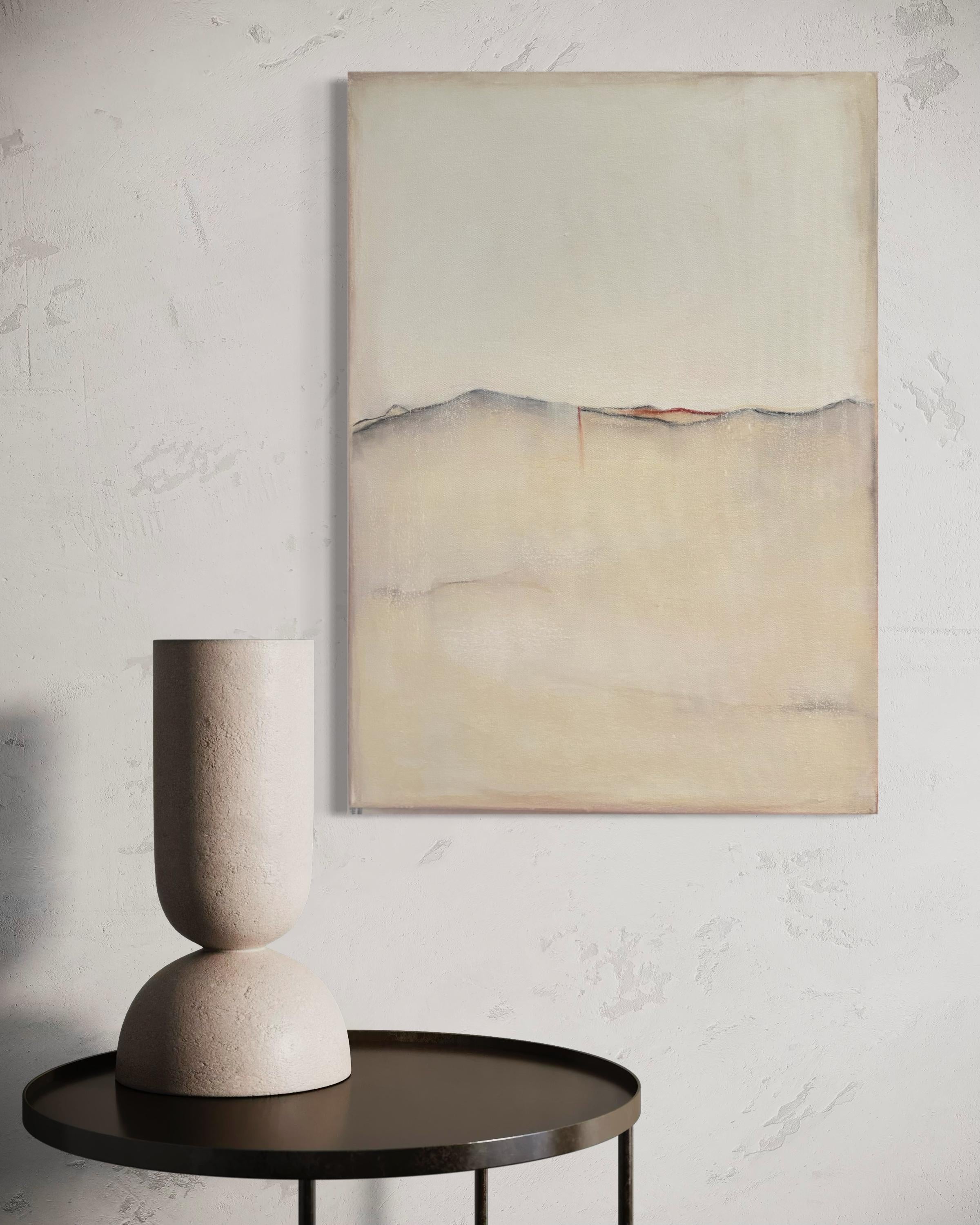 White Landscape – Original Minimal Abstract Oil Painting on Canvas (2025) For Sale 5