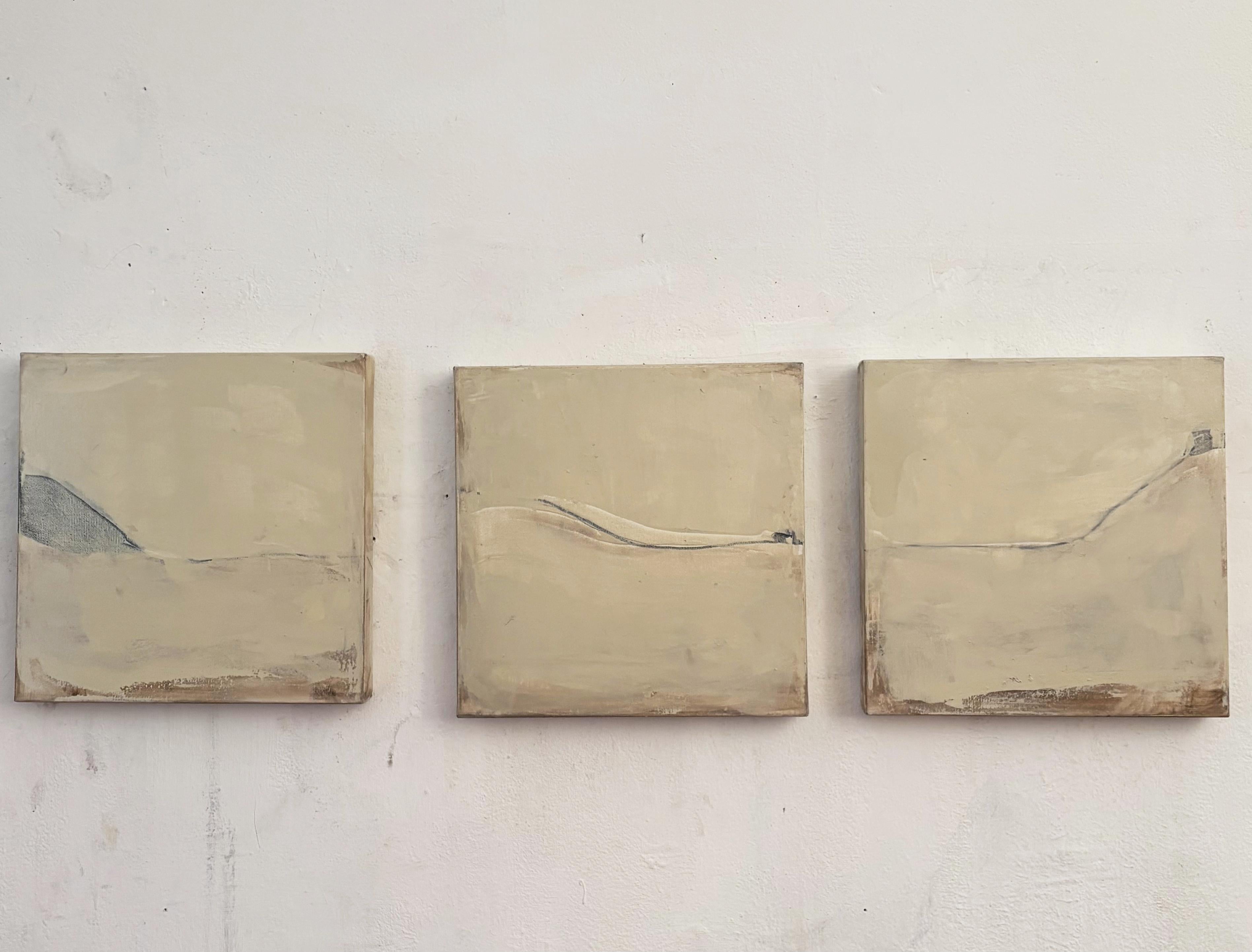 Marilina Marchica Landscape Painting - "White Landscape"  Original Painting  Made in Italy  Minimalist Triptych Art