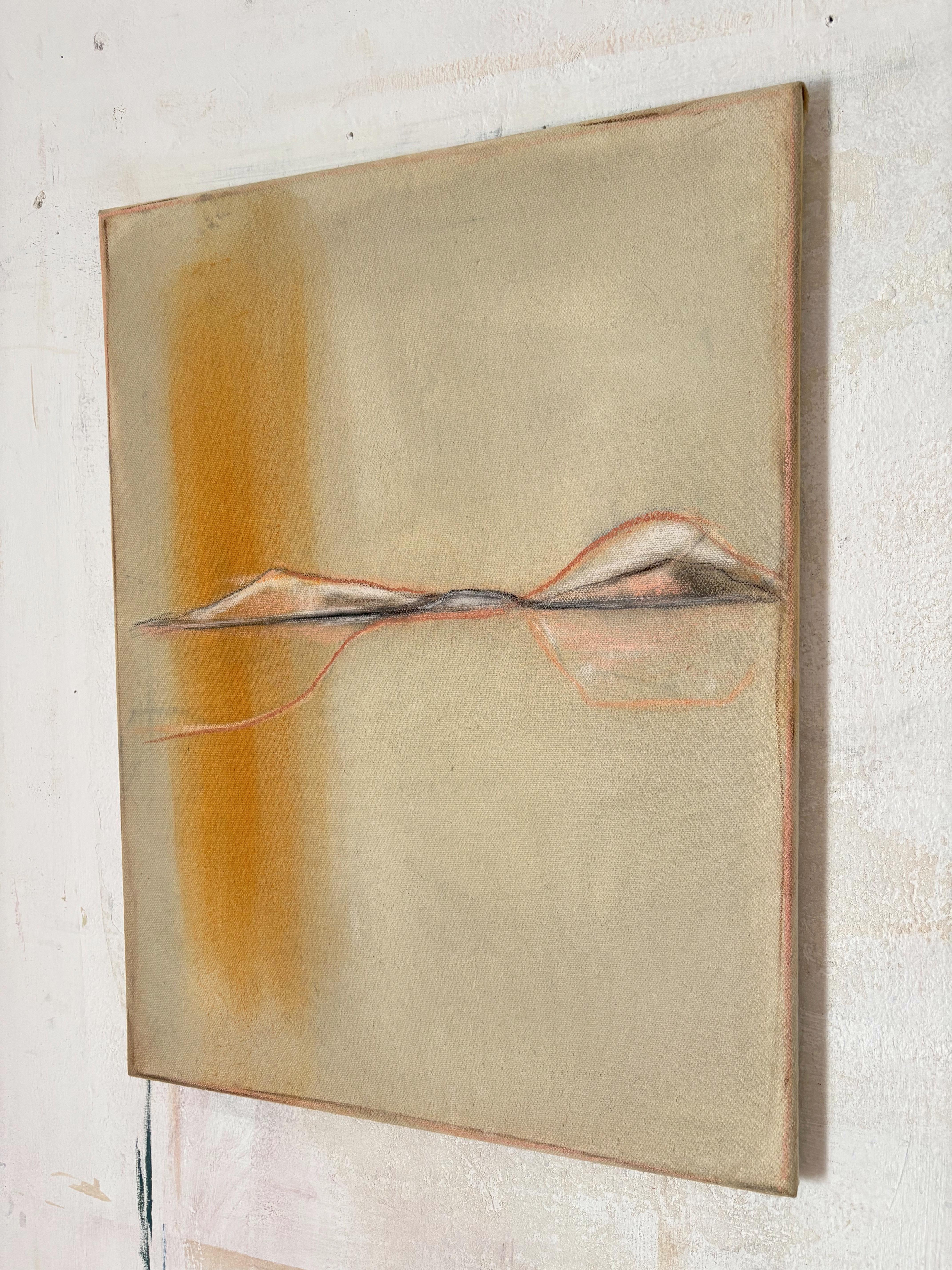 Yellow Abstract Landscape – Original Mixed Media and Pastel on Canvas - Contemporary Painting by Marilina Marchica